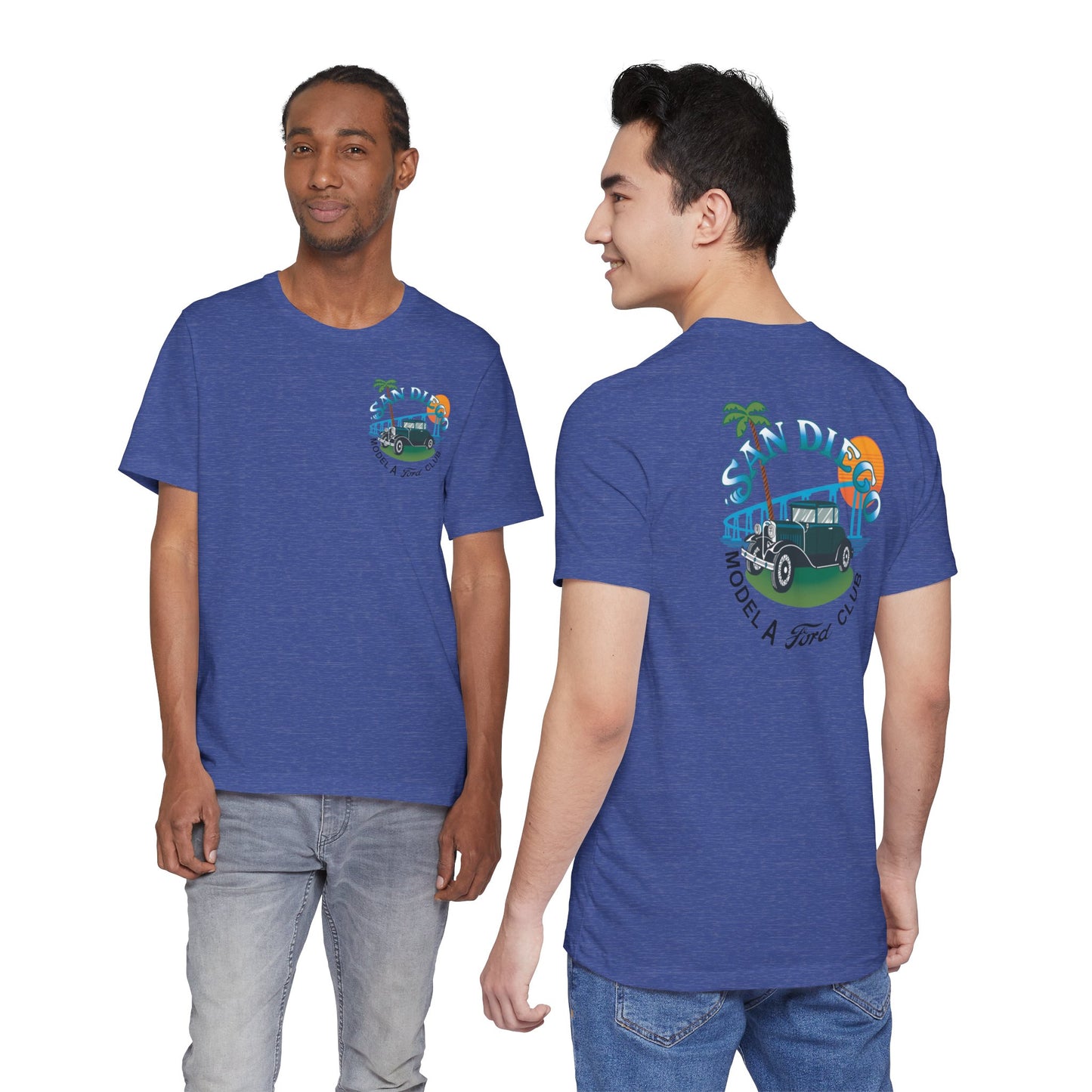San Diego Model A Ford Club Tee — Small Logo on Chest and Large Logo on Back