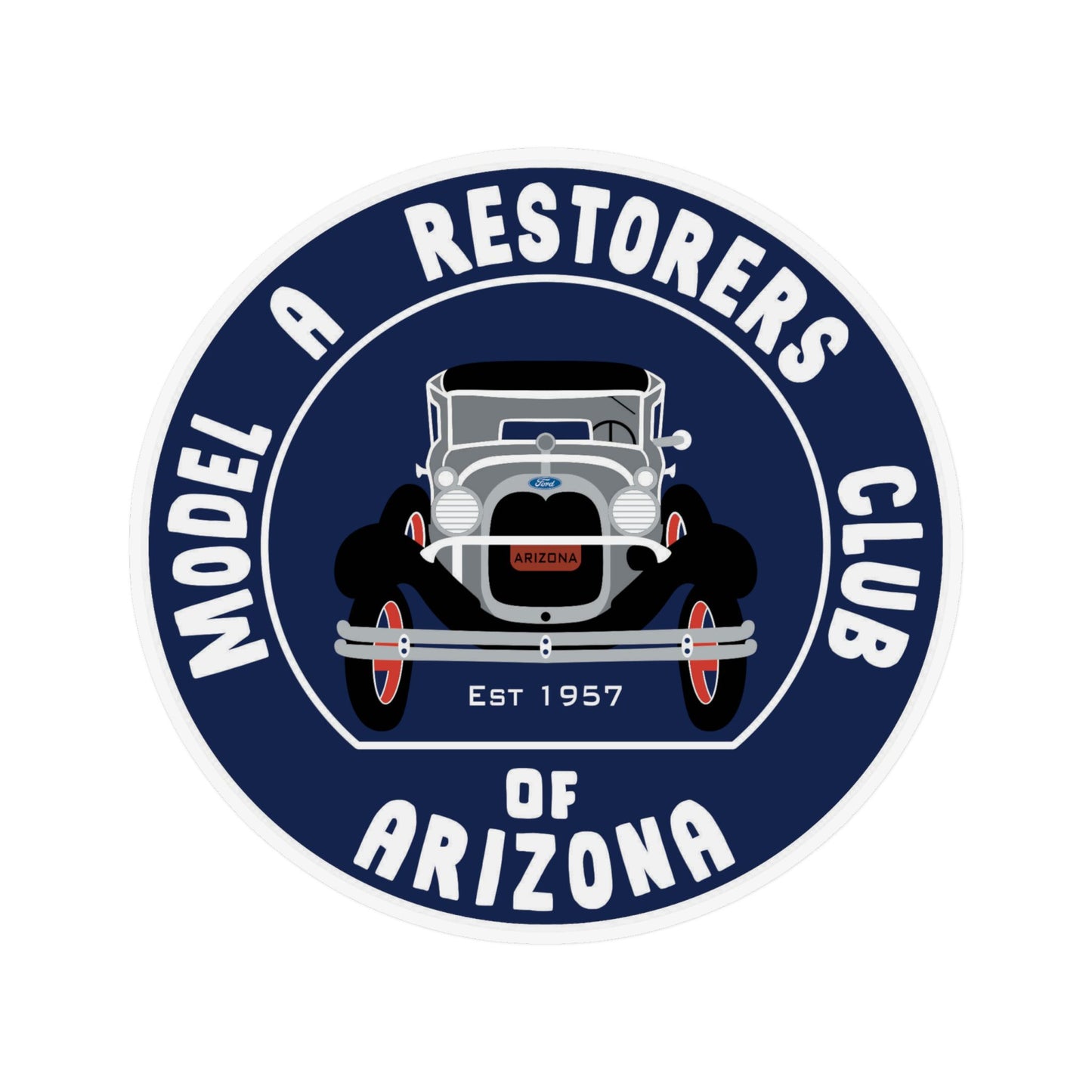 Model A Restorers Club Arizona Round Car Magnet — Vintage Classic Car Emblem (Est. 1957)