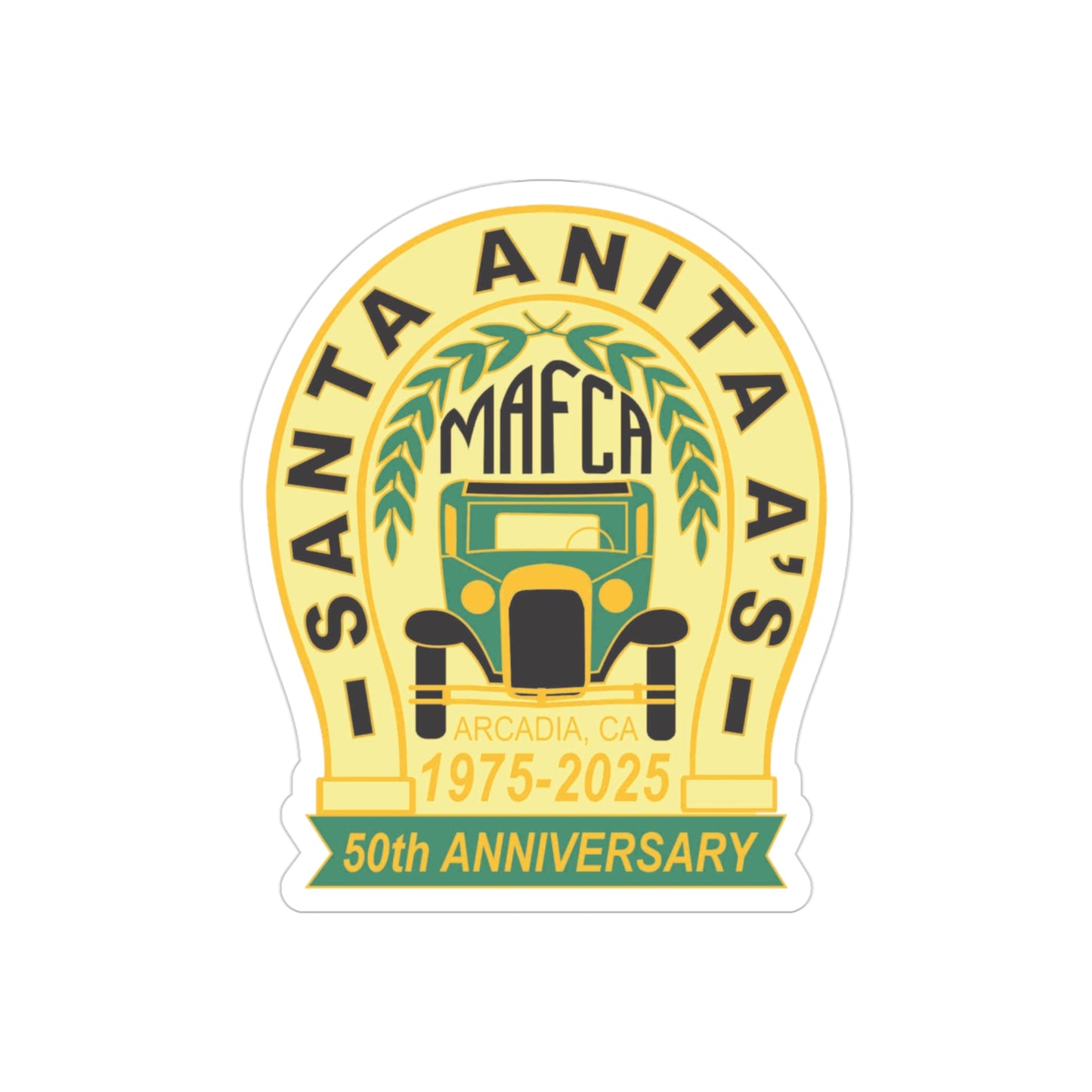 Santa Anita A's MAFCA 50th Anniversary Die-Cut Sticker | Transparent Outdoor Sticker (Great for your car trailer!)