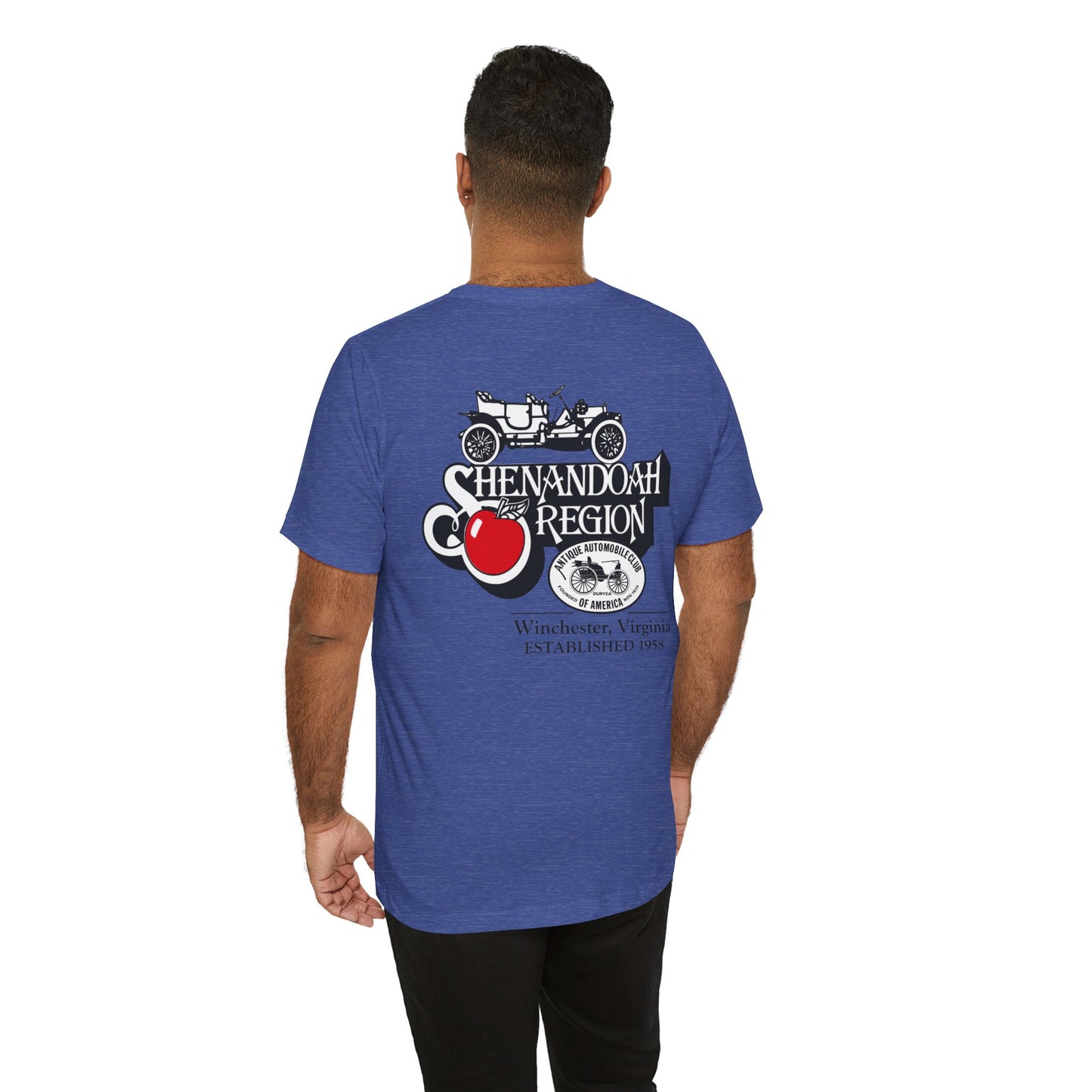 Shenandoah Region AACA Tee — Small White AACA Logo on Front and Large White Shenandoah Region AACA Logo on Back