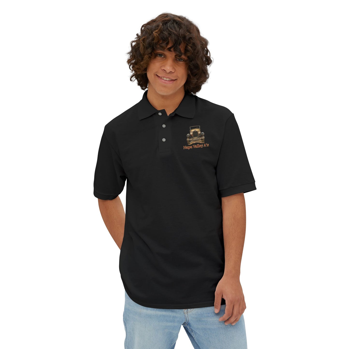 Napa Valley A's Classic Cotton Polo - Small Chest Logo and Large Back Logo