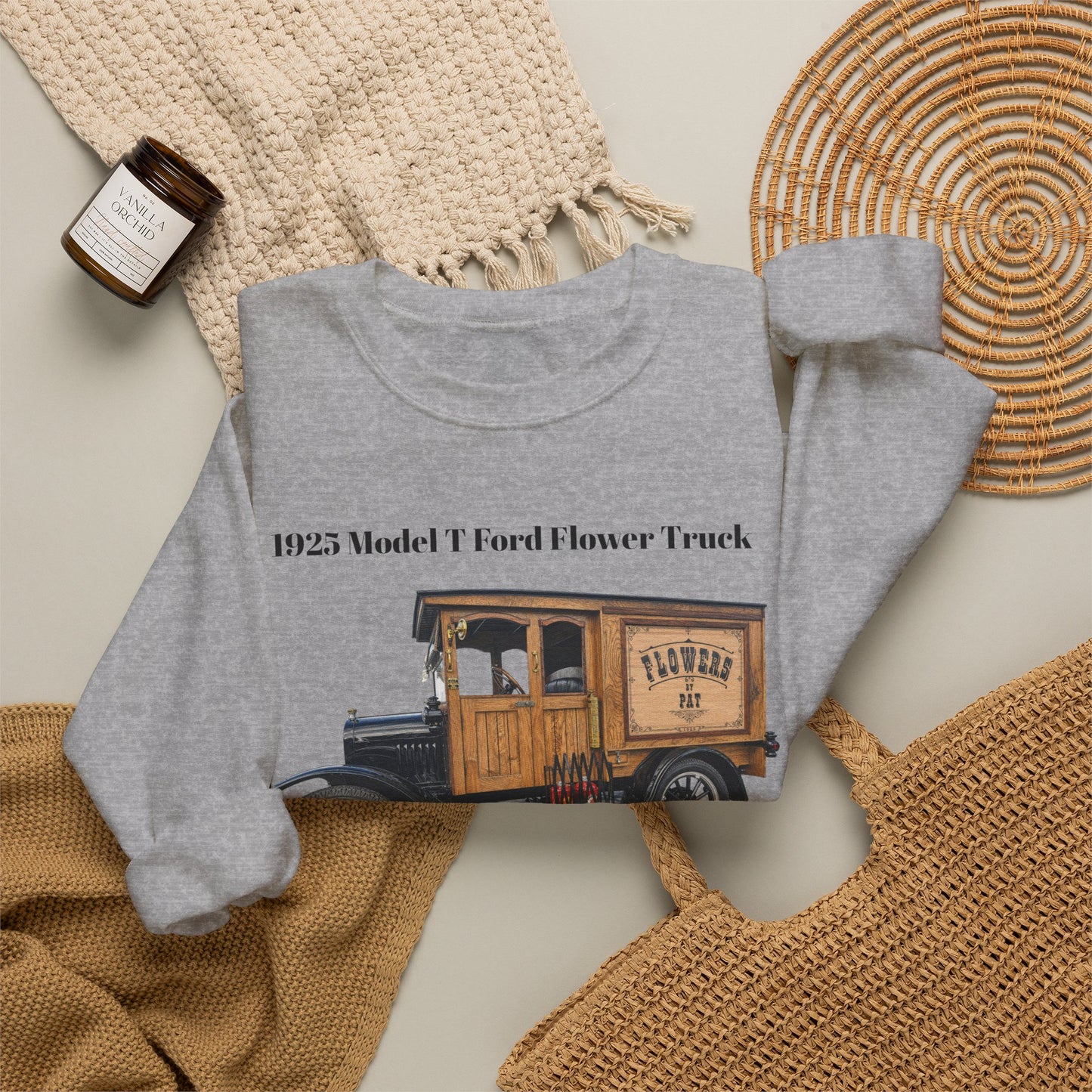 1925 Model T Ford Flower Delivery Truck Sweatshirt (DanS) - Unisex Heavy Blend™ Crewneck Sweatshirt