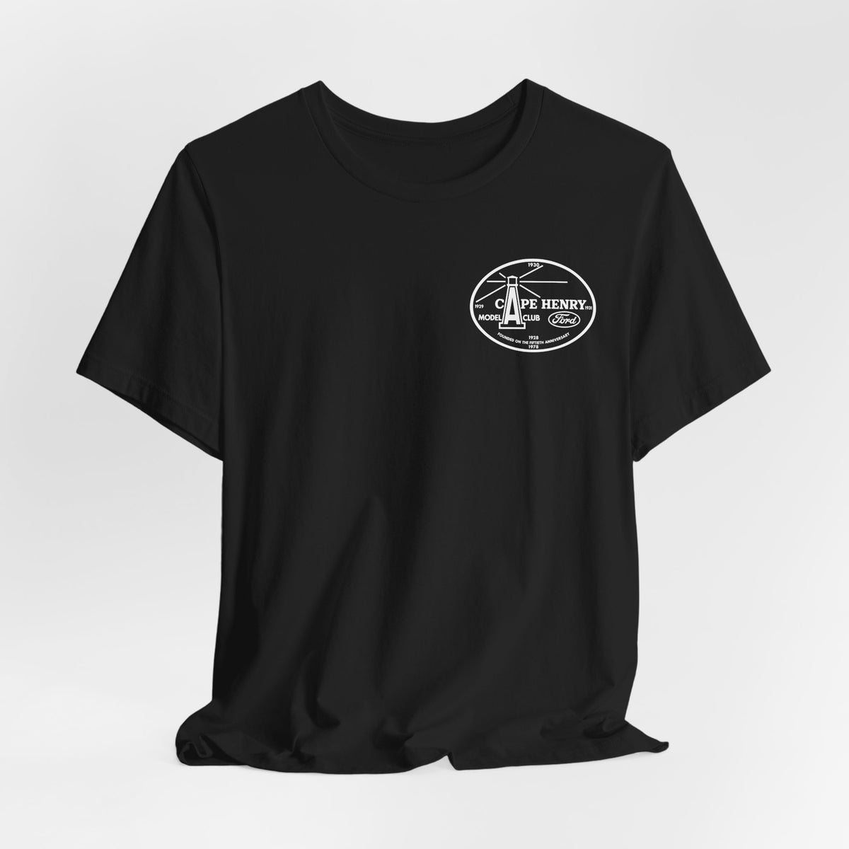 Cape Henry Model A Club Unisex Soft Short Sleeve Tee - Front and Back Logos