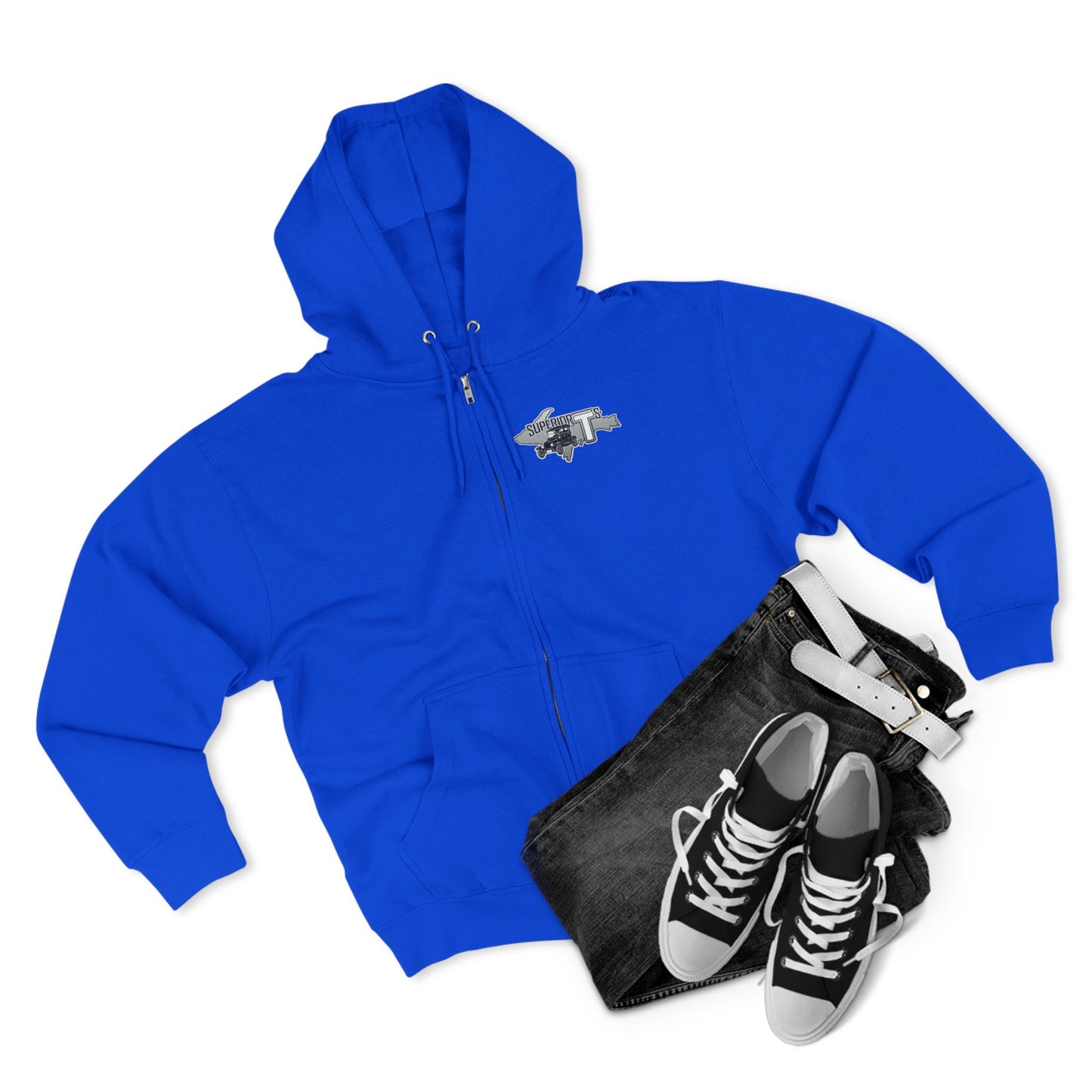 Superior T's Zip Hoodie — Front and back logos