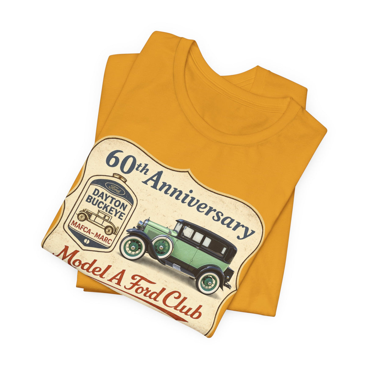 Dayton Buckeye Model A Ford Club 60th Anniversary Tee (1930 Tudor) - Unisex Soft Short Sleeve Tee