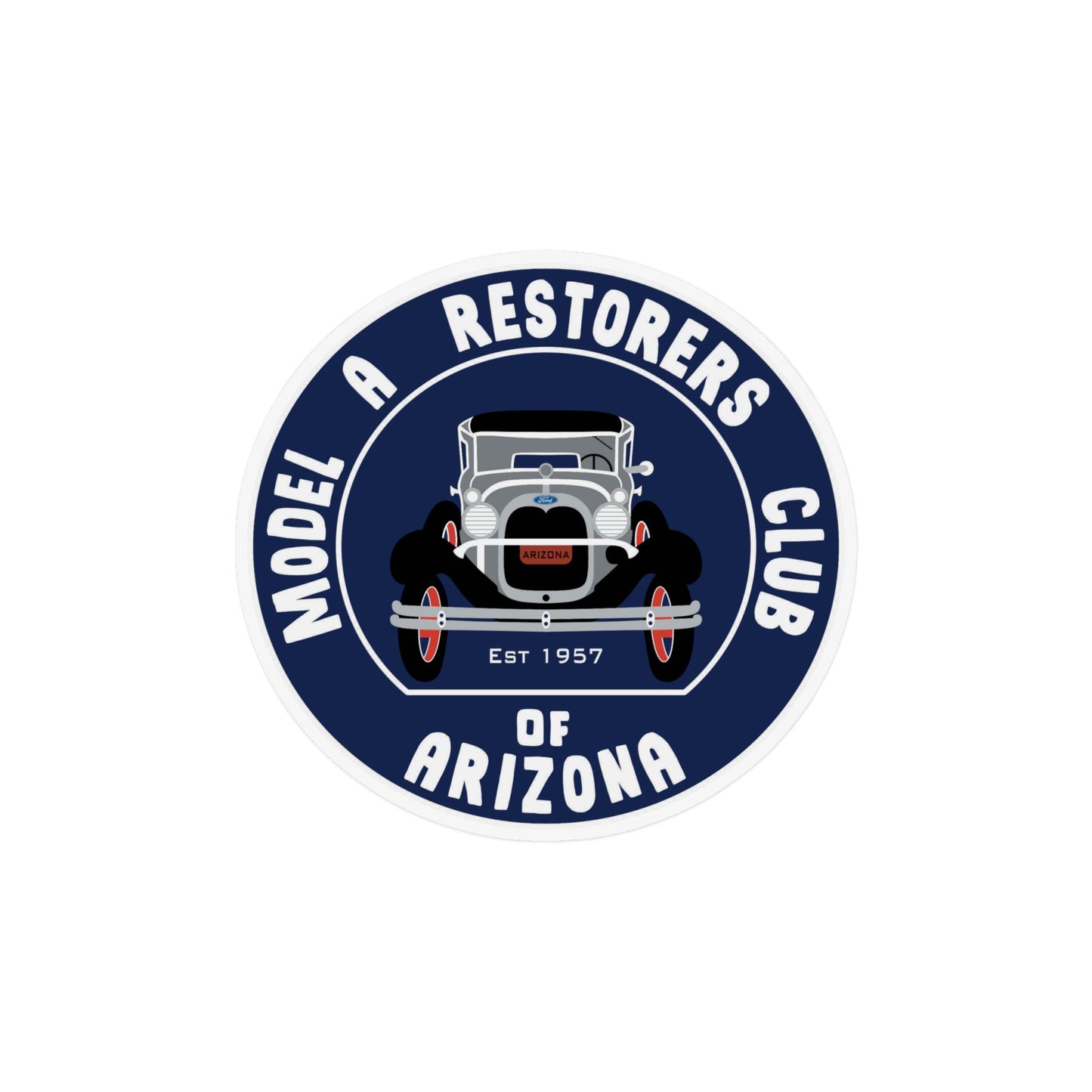 Model A Restorers Club Arizona Round Car Magnet — Vintage Classic Car Emblem (Est. 1957)