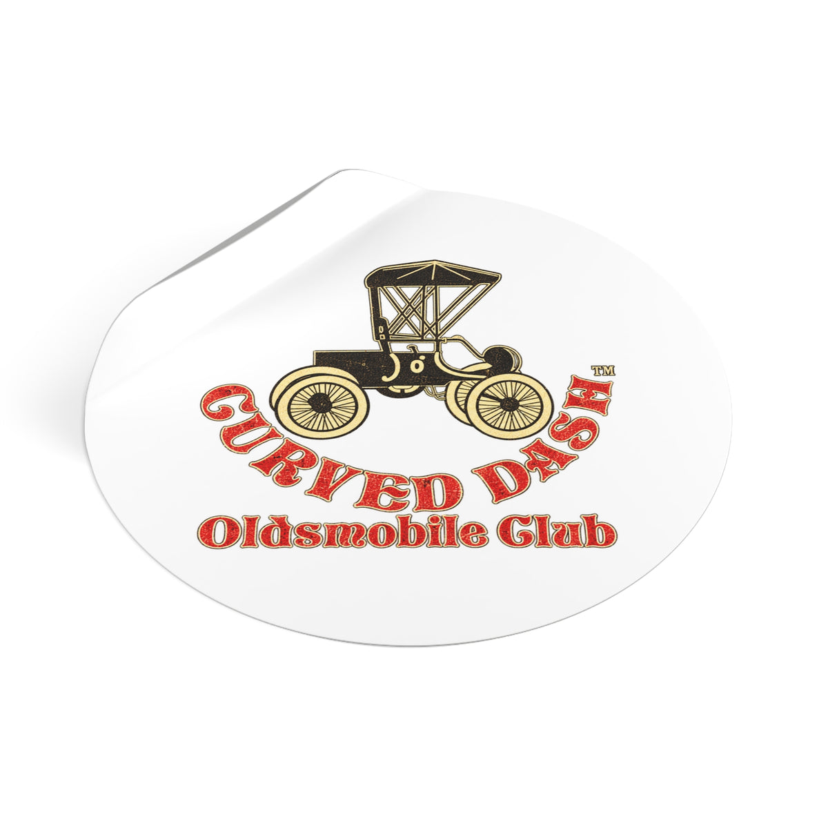 Curved Dash Oldsmobile Club Round Vinyl Sticker — Great for Windshields!