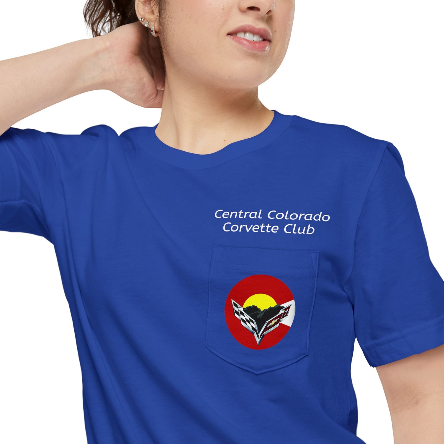 Central Colorado Corvette Club Pocket T-Shirt — Front & Back Logos
