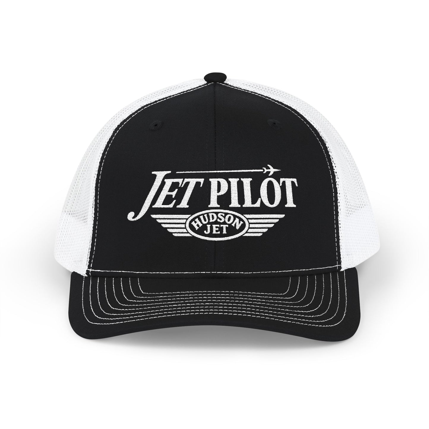 Jet Pilot Embroidered Snap Back Trucker Cap — Richardson 112 Snapback Hat
