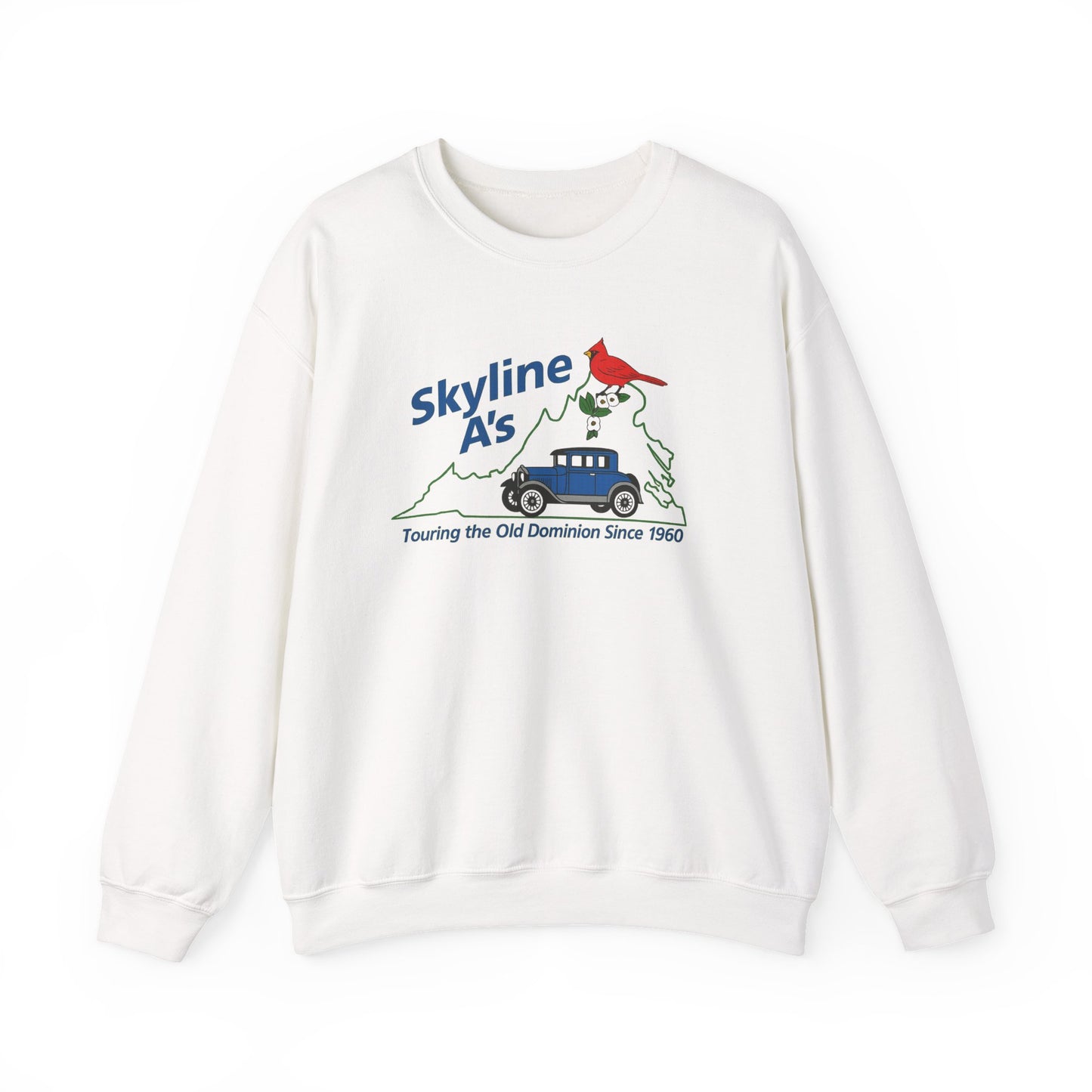 Skyline A's Crewneck Sweatshirt – Vintage Roadtrip Cardinal Tour Design