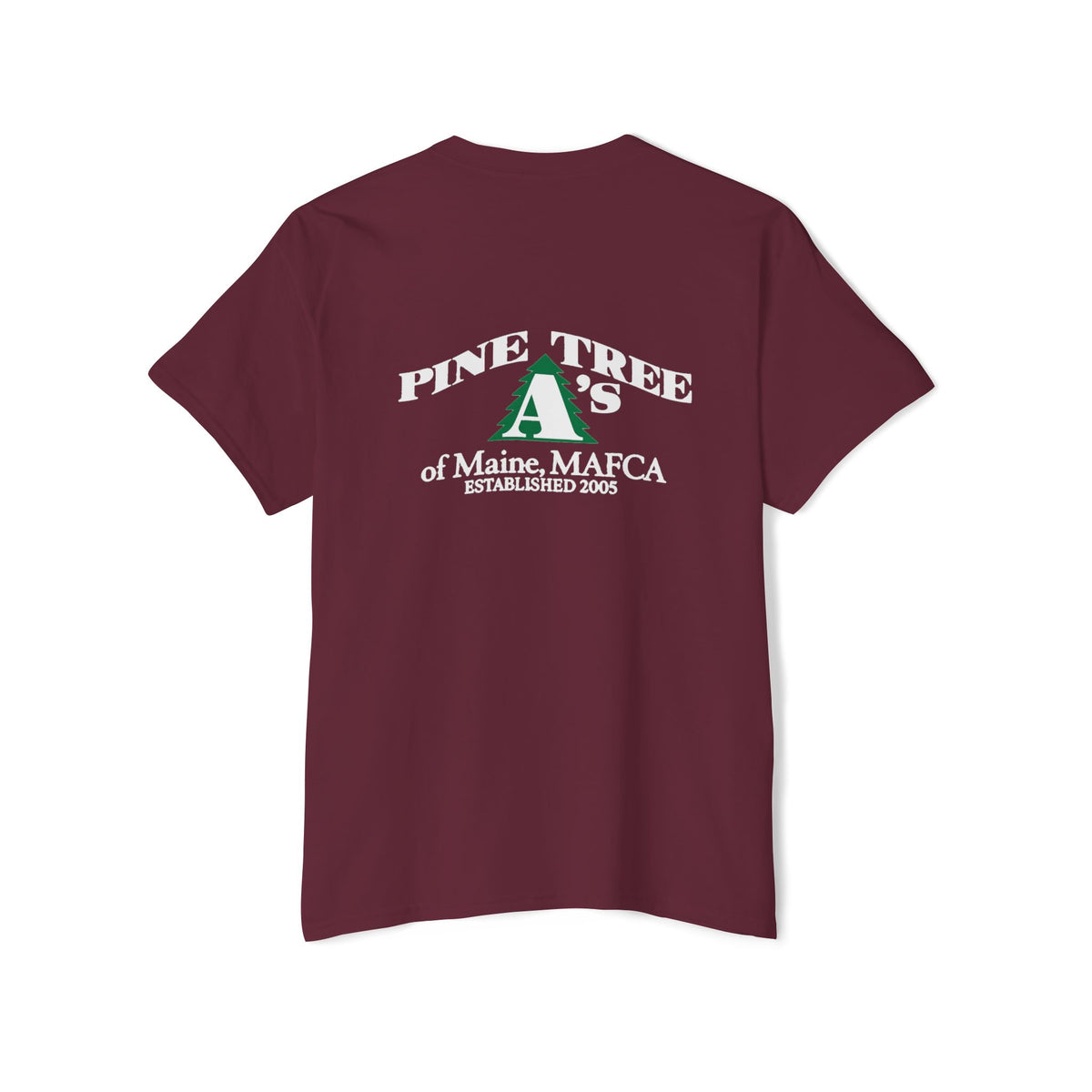 Pine Tree A's of Maine, MAFCA Front and Back Logos — Unisex Heavy Cotton Pocket Tee