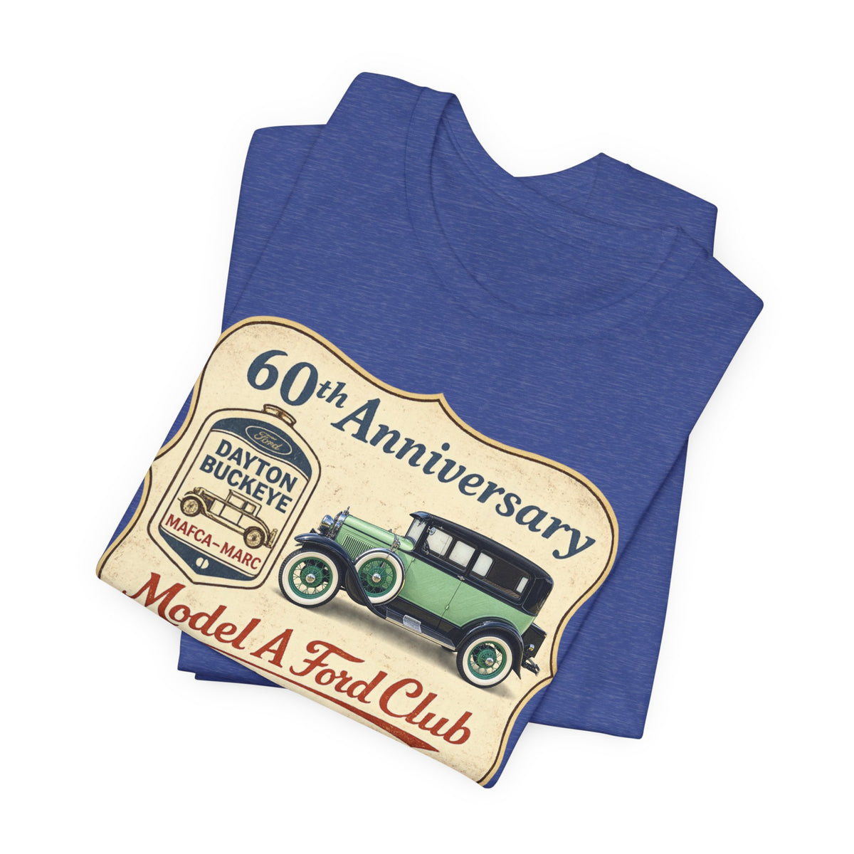 Dayton Buckeye Model A Ford Club 60th Anniversary Tee (1930 Tudor) - Unisex Soft Short Sleeve Tee