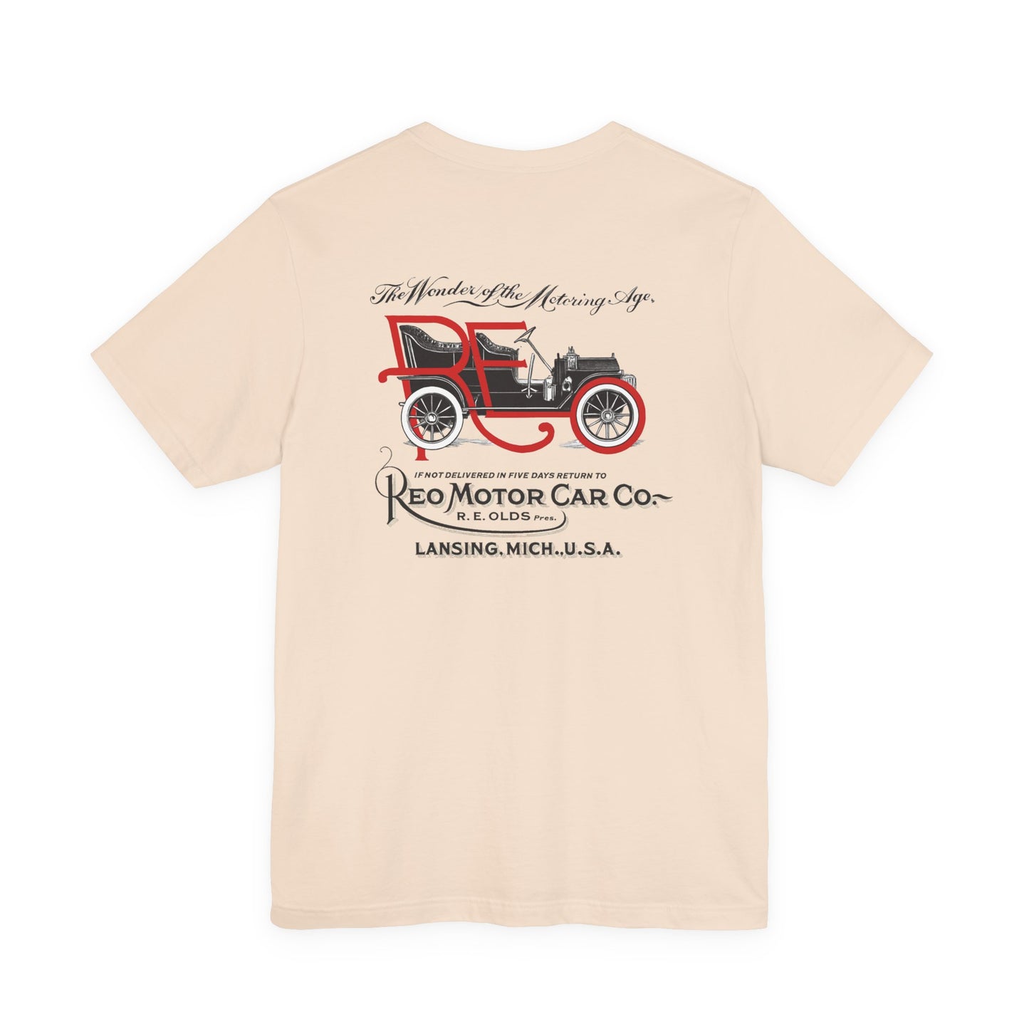 REO Motor Car Co. Vintage Car T-Shirt - Front and Back Images