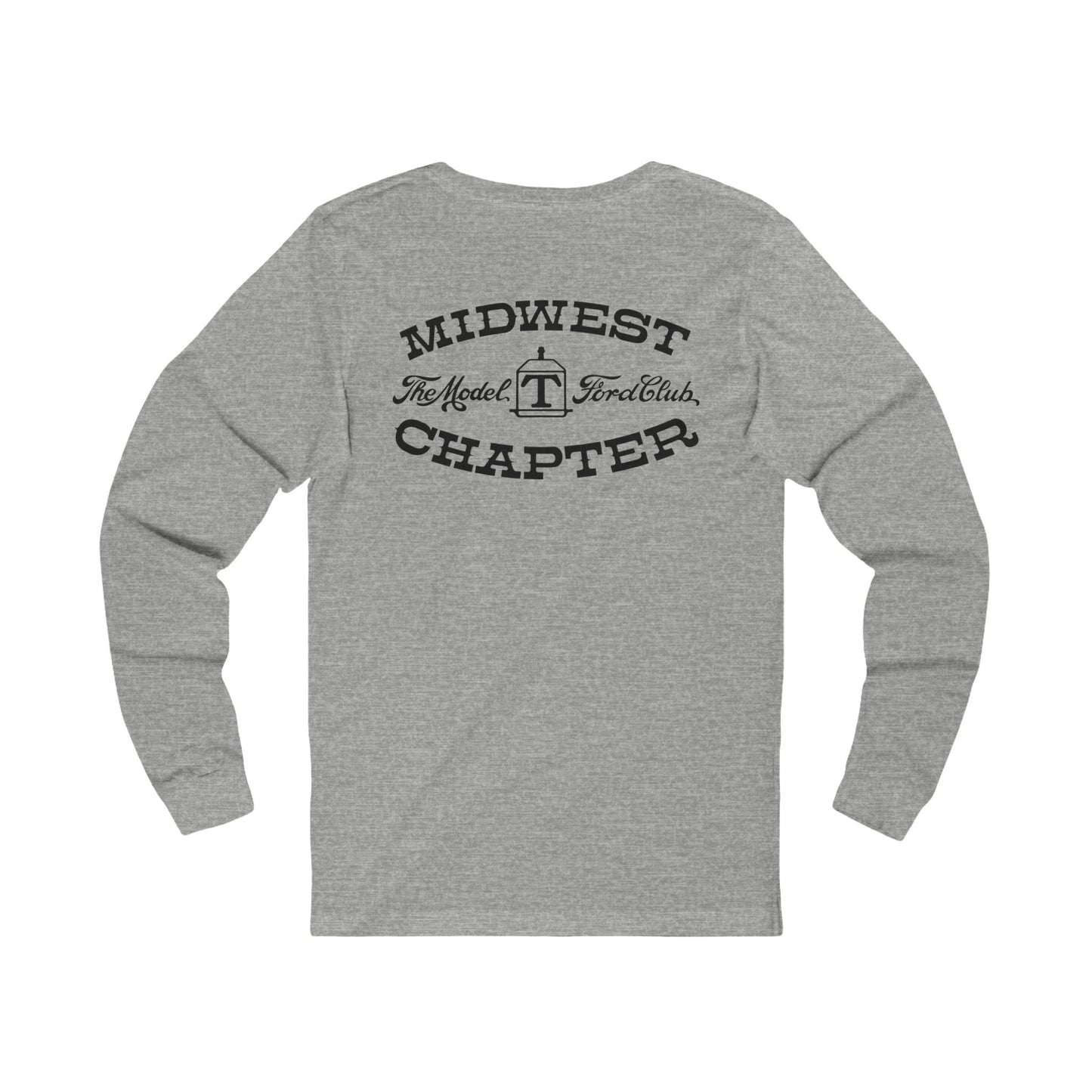 Midwest Chapter - The Model T Ford Club (front and back logos) Unisex Long Sleeve Tee | Casual Comfort for Model T Enthusiasts