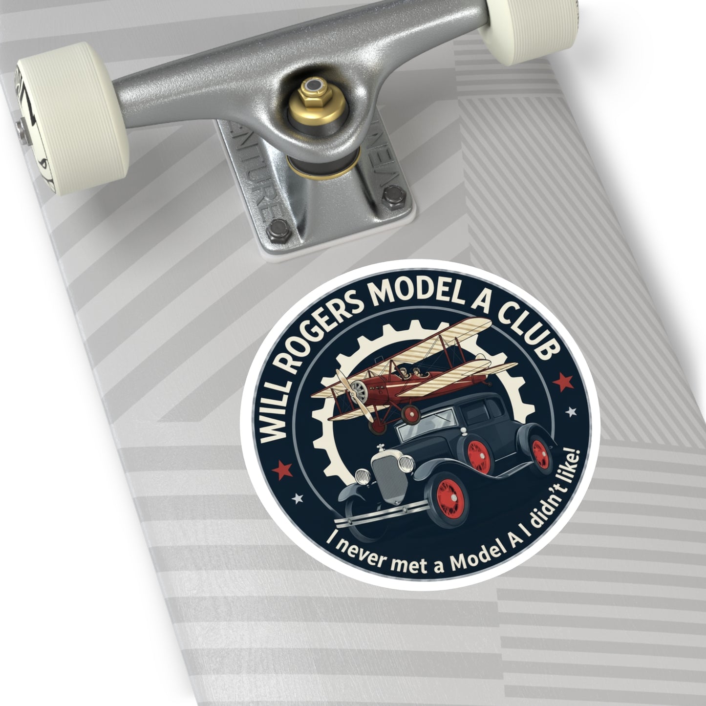 Will Rogers Model A Club Round Vinyl Sticker — Great for your Model A windshield!