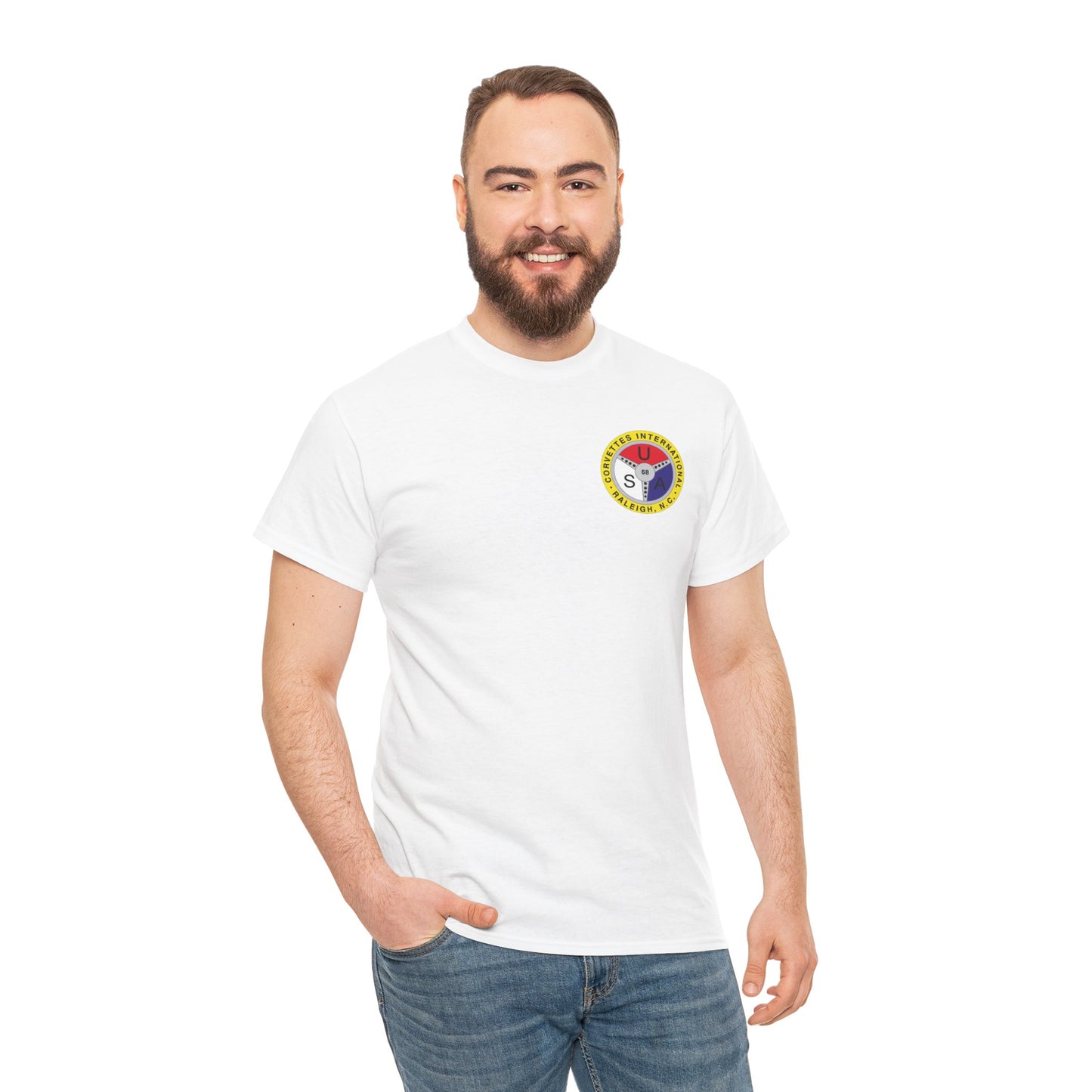 Cornettes International Raleigh Front and Back Logos — Unisex Heavy Cotton Tee