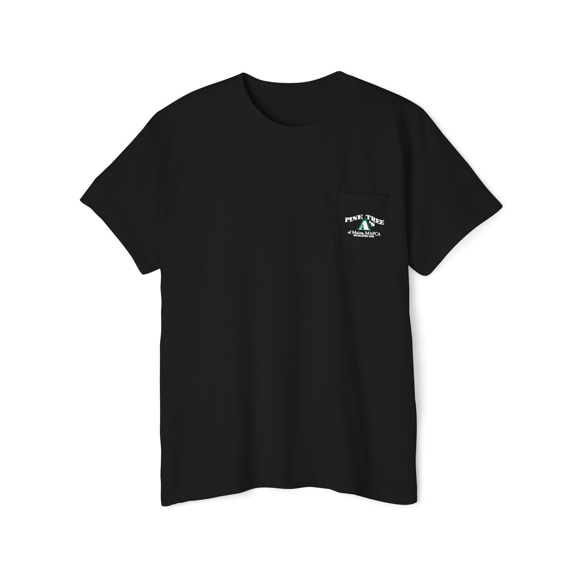 Pine Tree A's of Maine, MAFCA Front and Back Logos — Unisex Heavy Cotton Pocket Tee