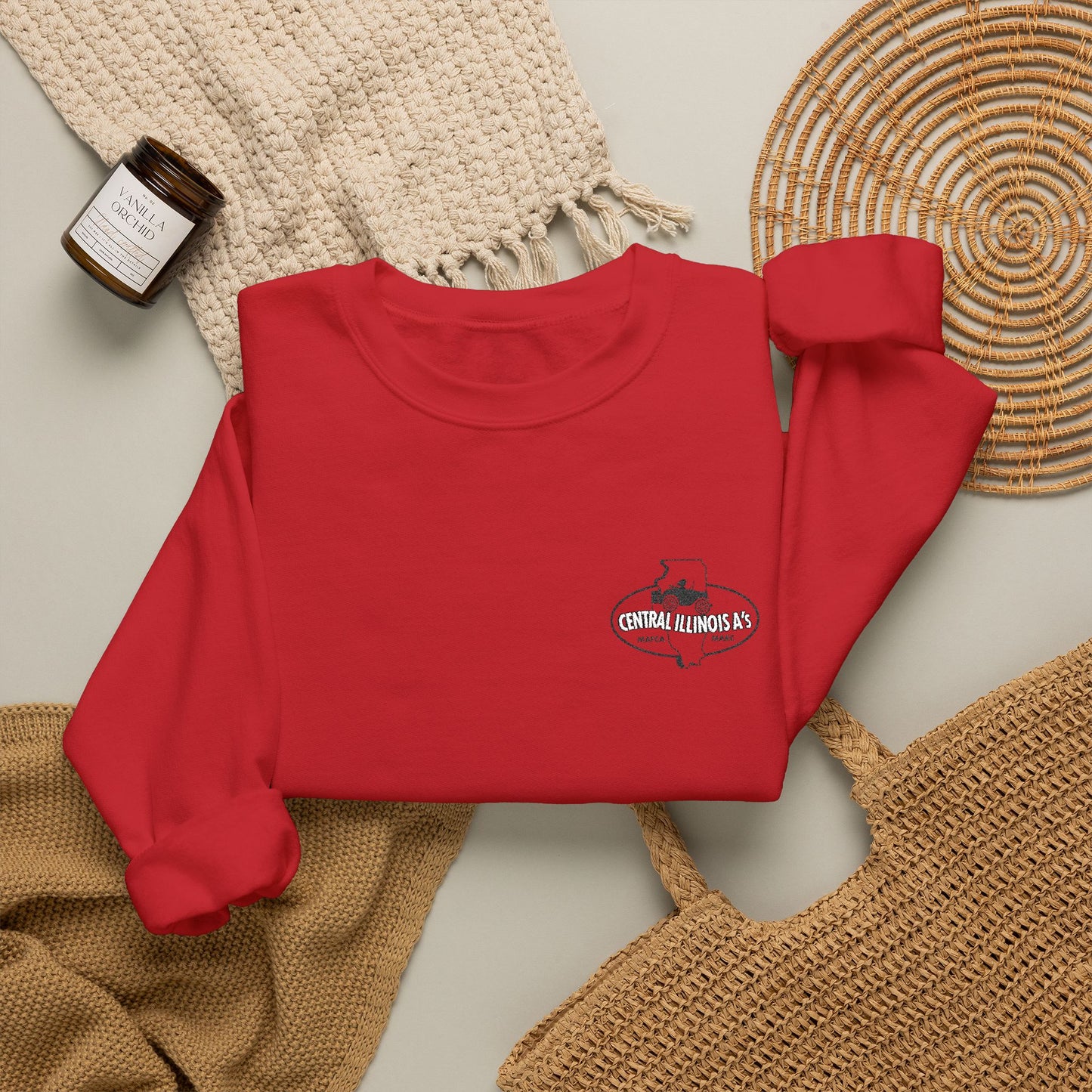 Central Illinois A's Crewneck Embroidered Sweatshirt — Small Chest Logo
