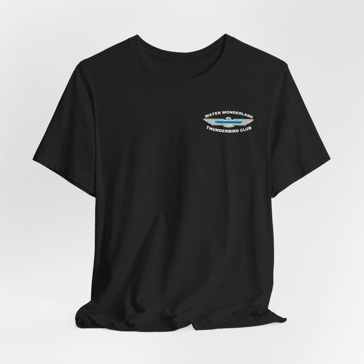 Water Wonderland Thunderbird Club T-Shirt Front and Back Logos – Unisex Soft Short Sleeve Tee