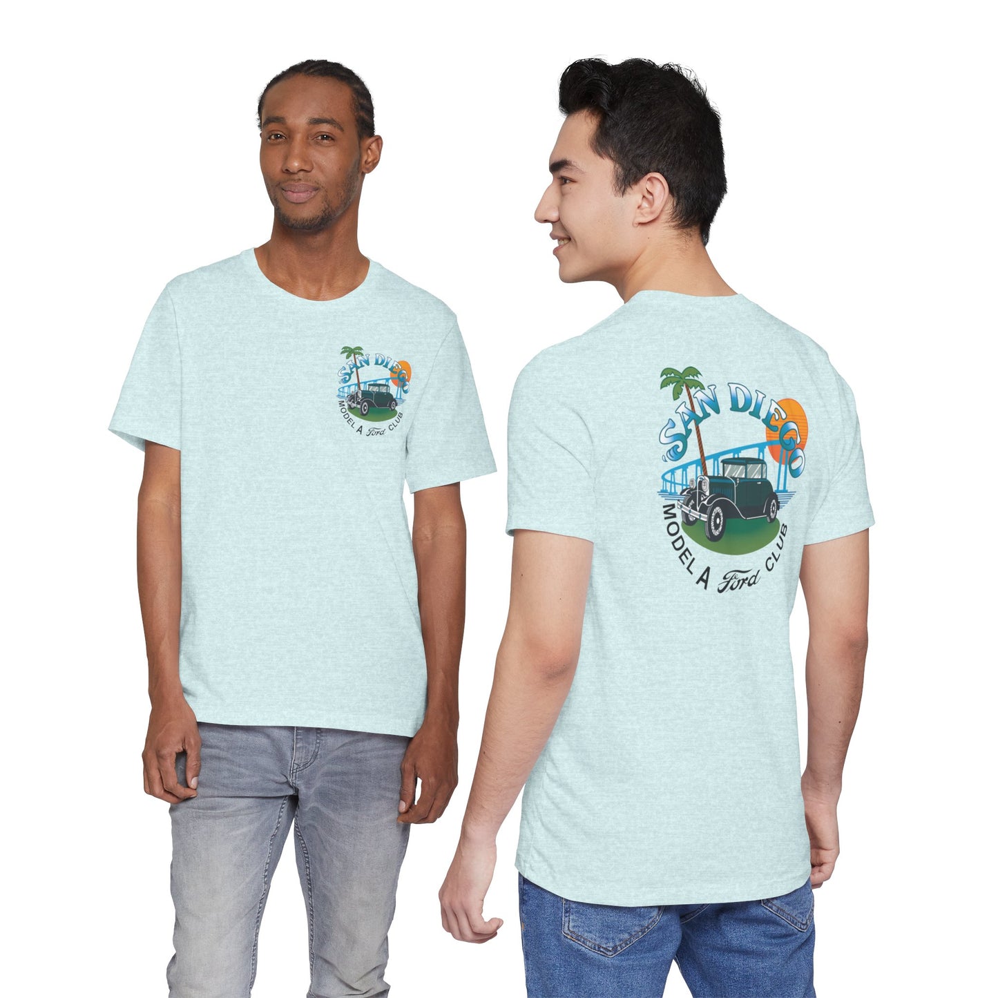 San Diego Model A Ford Club Tee — Small Logo on Chest and Large Logo on Back
