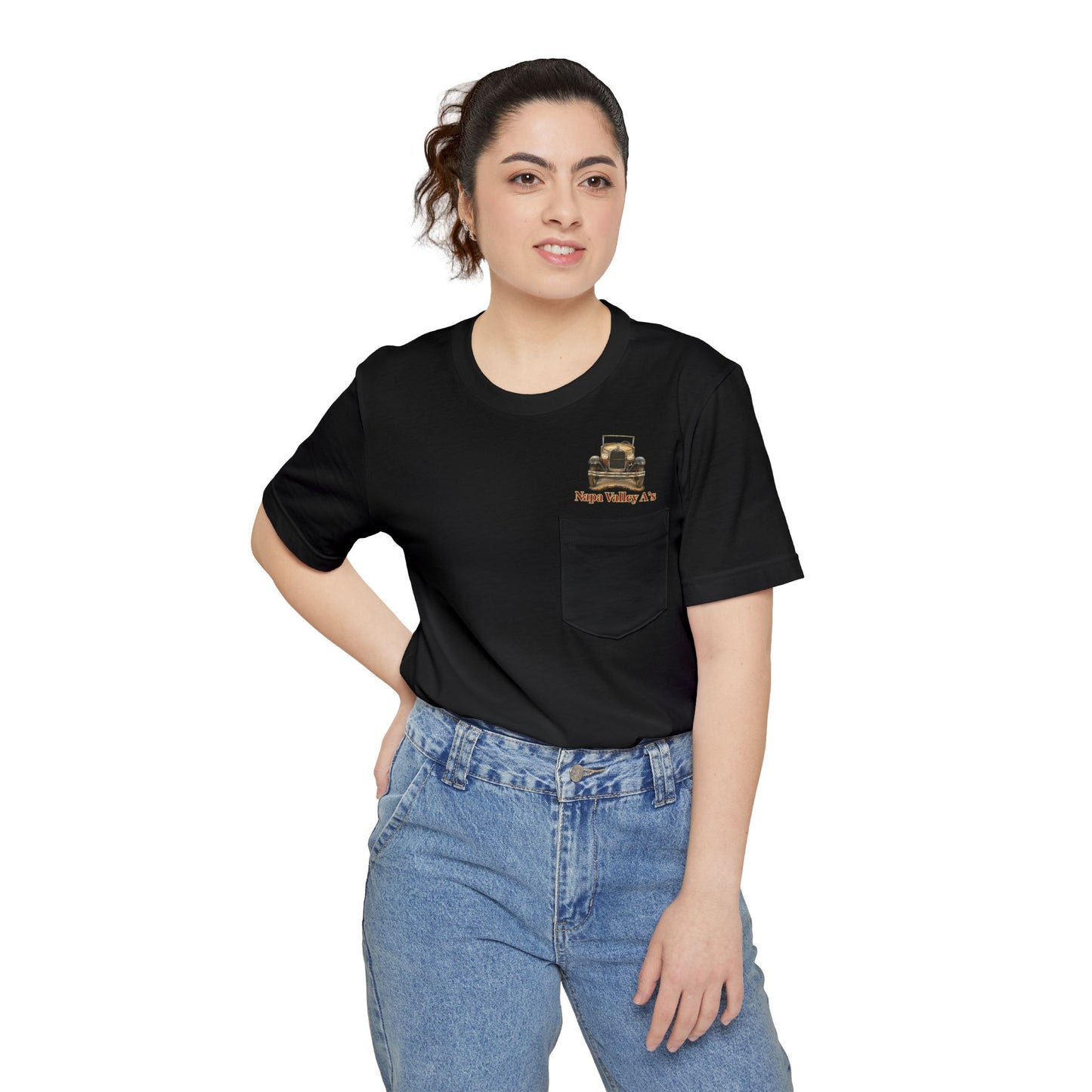 Napa Valley A's Pocket T-Shirt — Small Front Logo and Large Back Logo