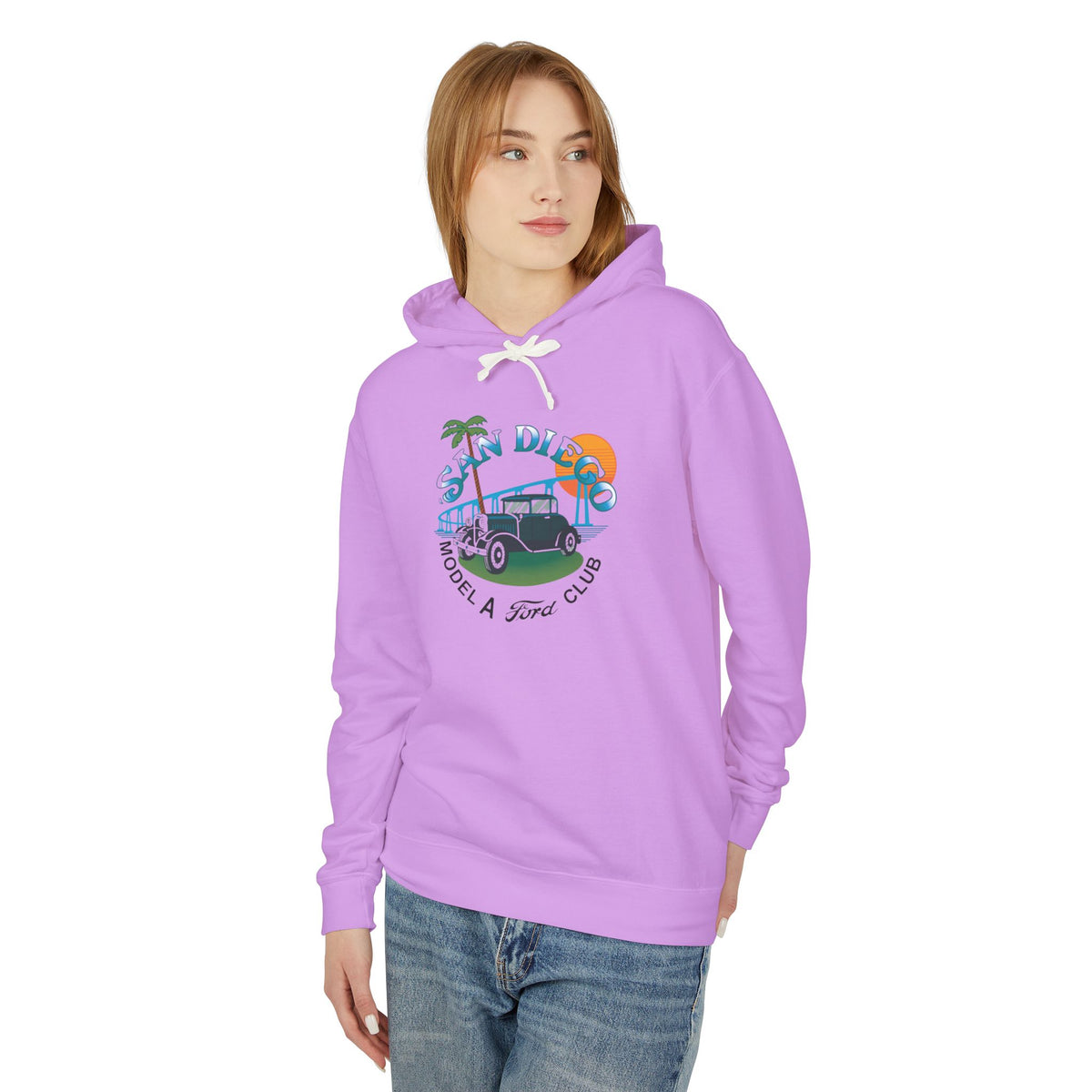 San Diego Model A Ford Club Hoodie — Unisex Lightweight Hooded Sweatshirt