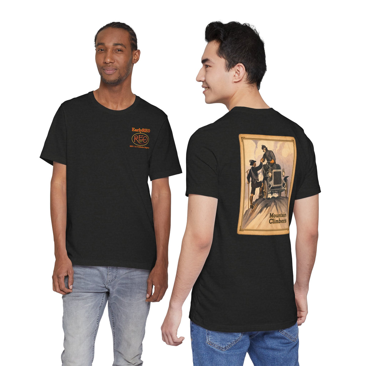 REO Lansing Michigan Mountain Climbers Tee — Unisex Soft Short Sleeve Tee