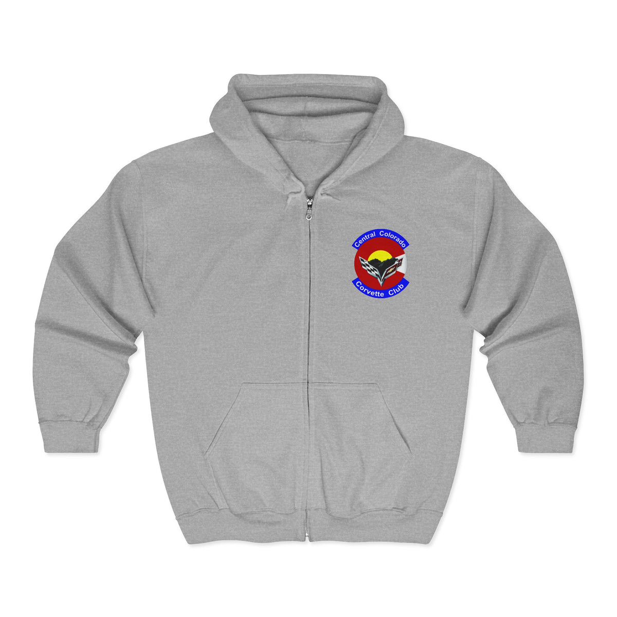 Central Colorado Corvette Club Zip Hoodie — Screen Printed Front and Back Logos