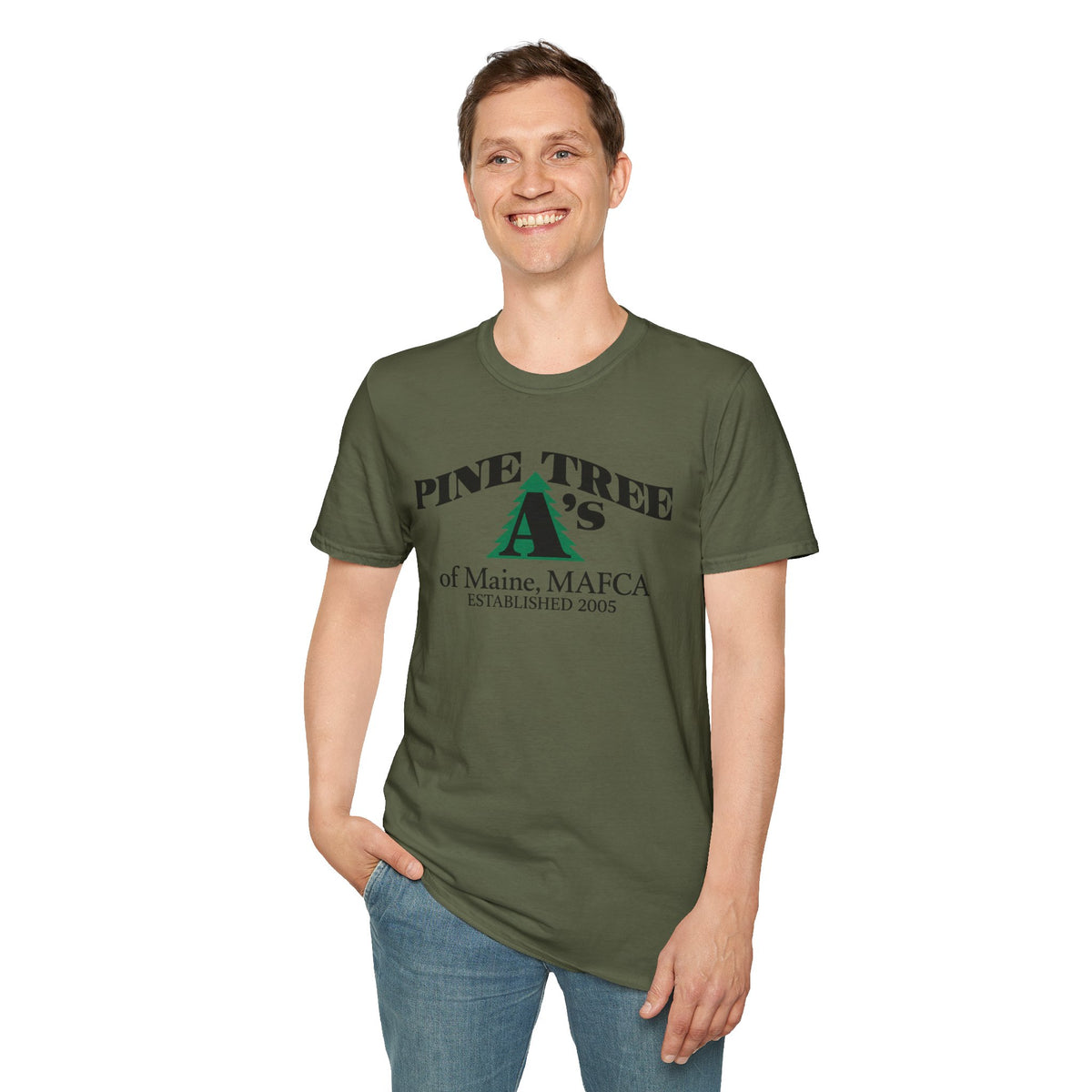 Pine Tree A's of Maine, MAFCA T-Shirt — Unisex Softstyle T-Shirt