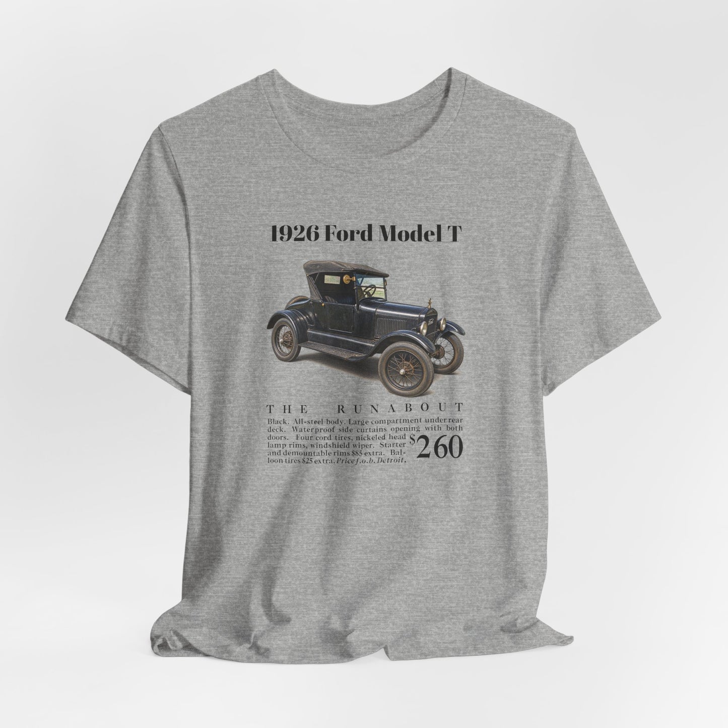 1926 Ford Model T Runabout Vintage Car Tee — Unisex Jersey Short Sleeve Tee