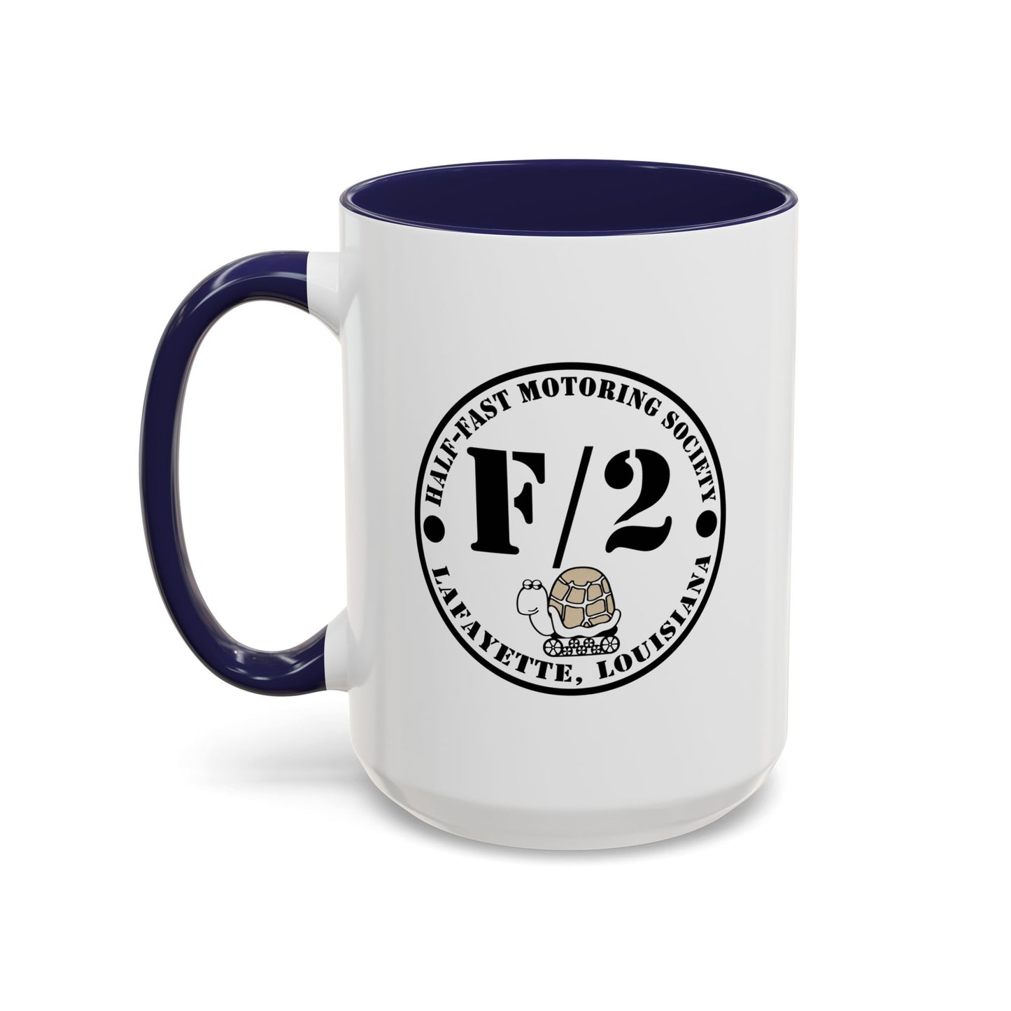 F/2 Half-Fast Motoring Society Accent Coffee Mug — Lafayette, Louisiana Emblem (11/15oz)