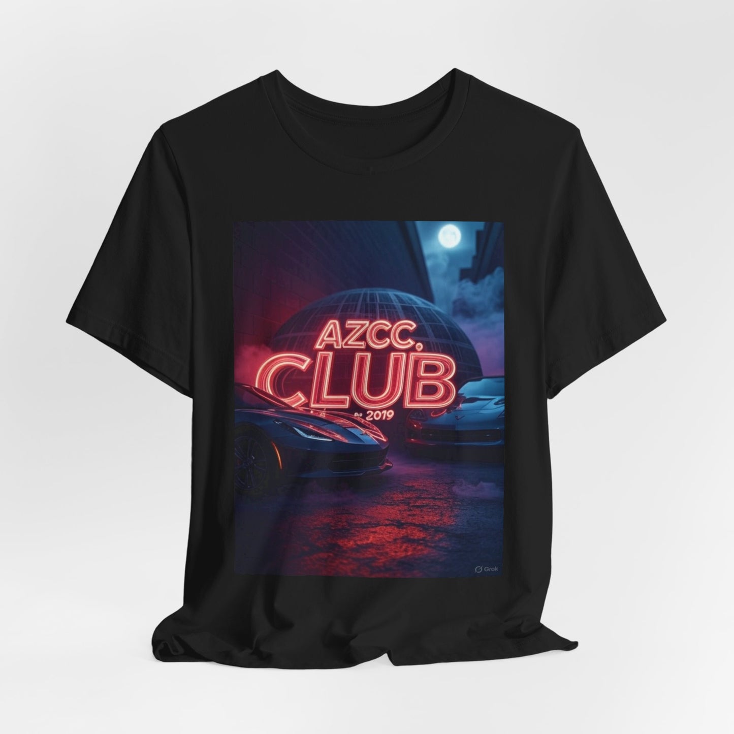 AZCC Club Neon Car T-Shirt — Retro Night Cruise Graphic Tee