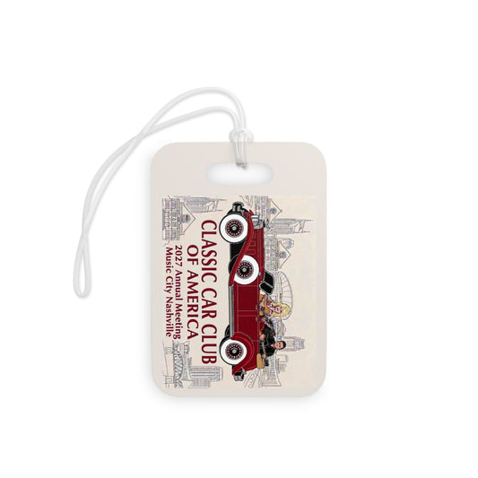 Classic Car Club of America Luggage Tag — Vintage Red Roadster Travel ID