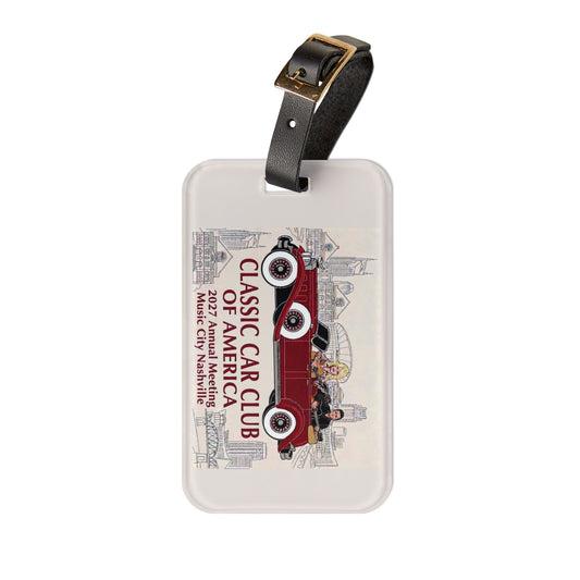 Classic Car Club of America Luggage Tag — Vintage Red Roadster Travel ID