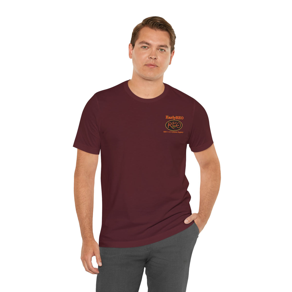 REO Lansing Michigan Mountain Climbers Tee — Unisex Soft Short Sleeve Tee