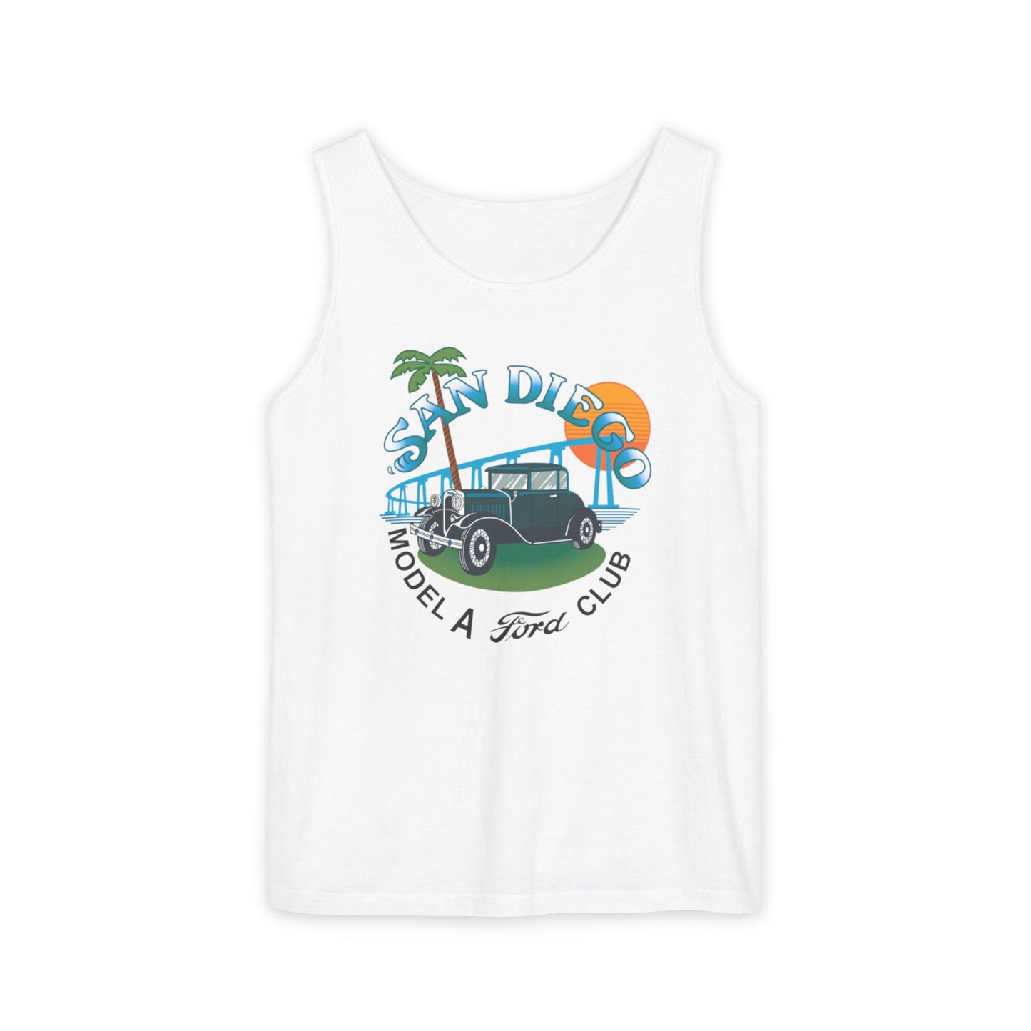 San Diego Model A Ford Club Tank Top — Unisex Garment-Dyed Tank Top