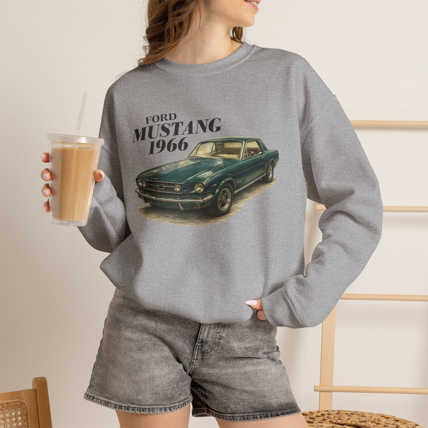 1966 Ford Mustang Sweatshirt — Vintage Classic Car Crewneck (Rick C)