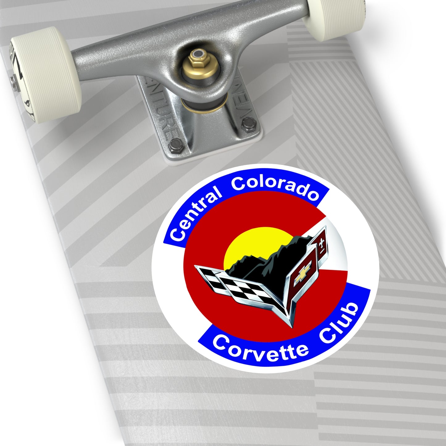 Central Colorado Corvette Club Round Vinyl Sticker — Car Club Emblem
