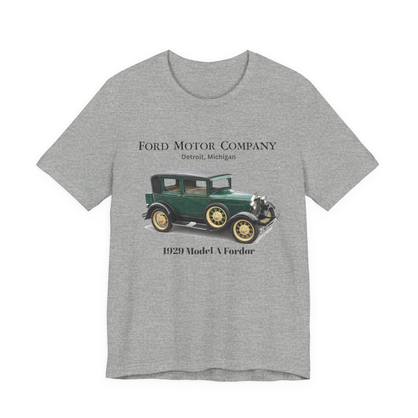 1929 Ford Model A Fordor Tee – Ford Motor Company Retro Car Shirt (French Lick)