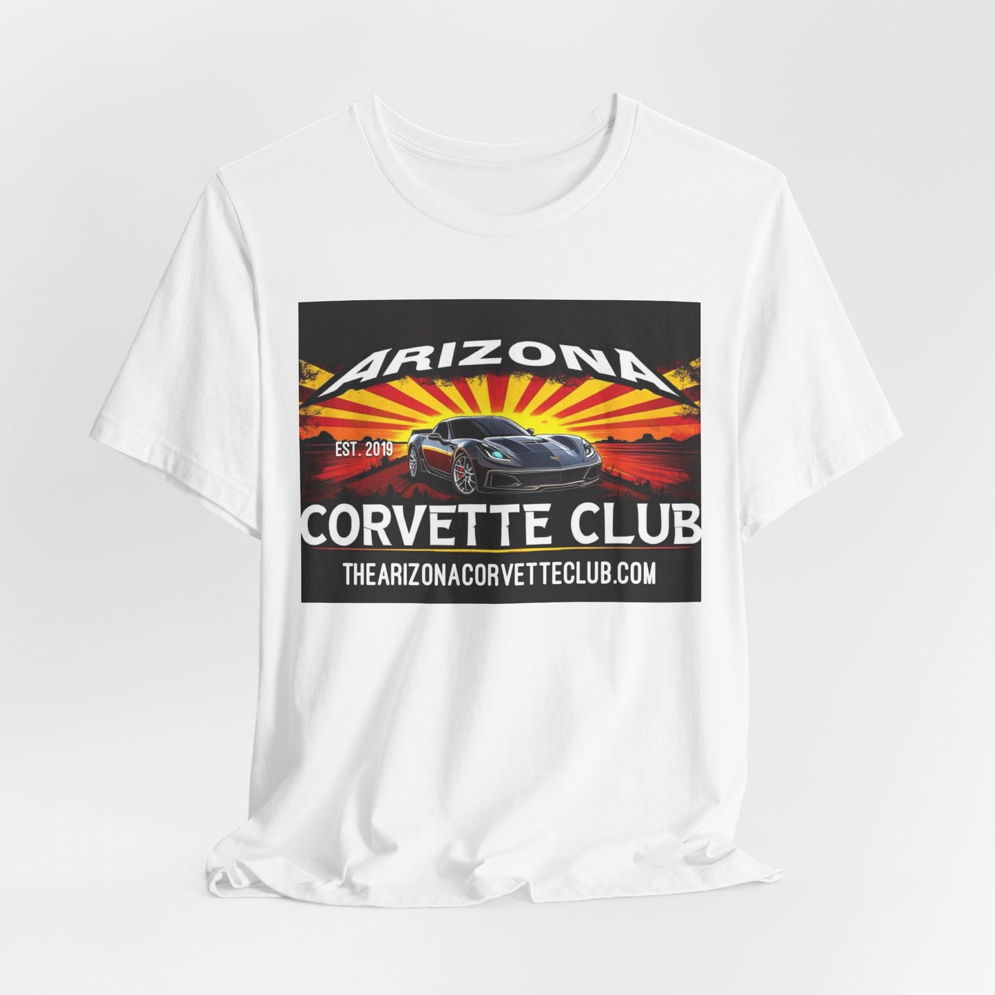 Arizona Corvette Club T‑Shirt – Retro Sunset Corvette Graphic Tee