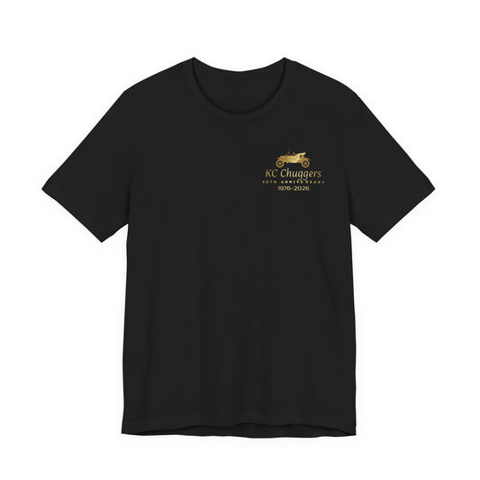 KC Chugging 50th Anniversary Logo Unisex Jersey Short Sleeve T-Shirt - Chest and Back Logos