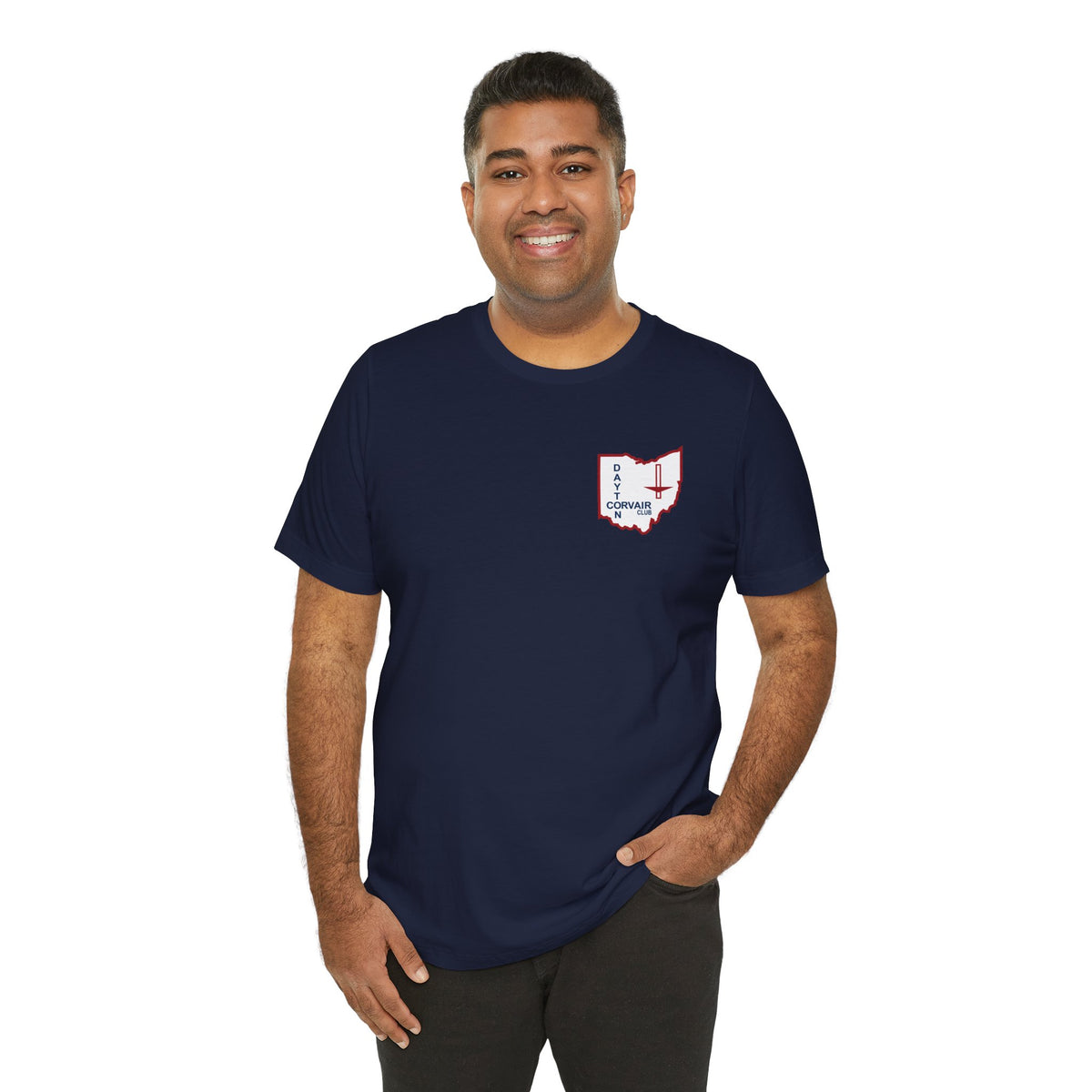 Dayton Corvair Club T-Shirt Unisex Jersey Short Sleeve Tee - Front and Back Logos