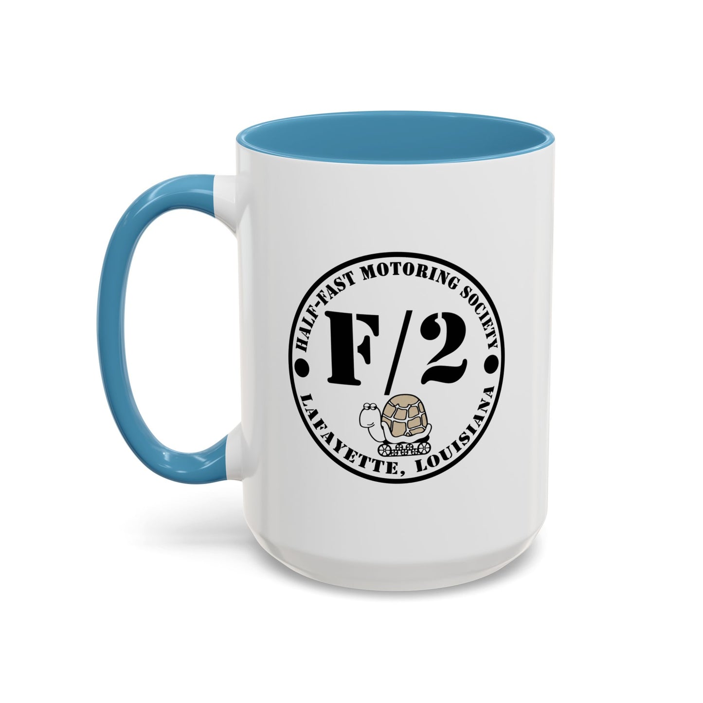 F/2 Half-Fast Motoring Society Accent Coffee Mug — Lafayette, Louisiana Emblem (11/15oz)