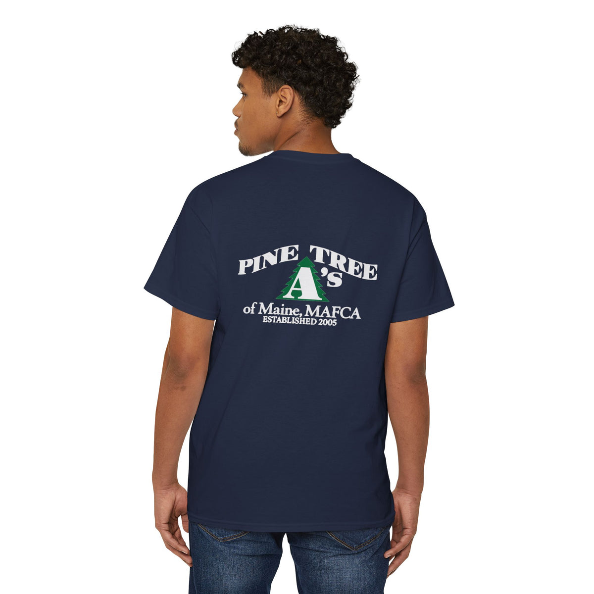 Pine Tree A's of Maine, MAFCA Front and Back Logos — Unisex Heavy Cotton Pocket Tee