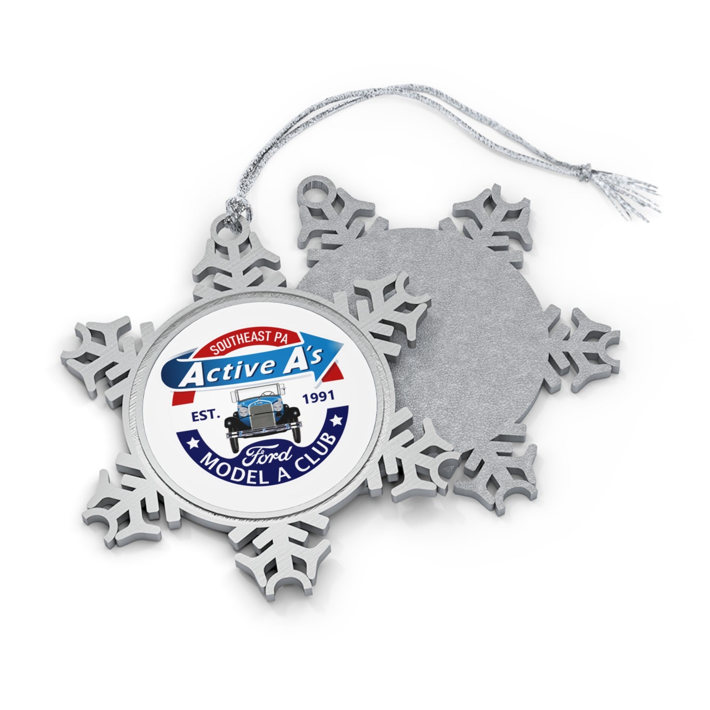 Active A's Ford Model A Club Pewter Snowflake Ornament —  Holiday Decoration