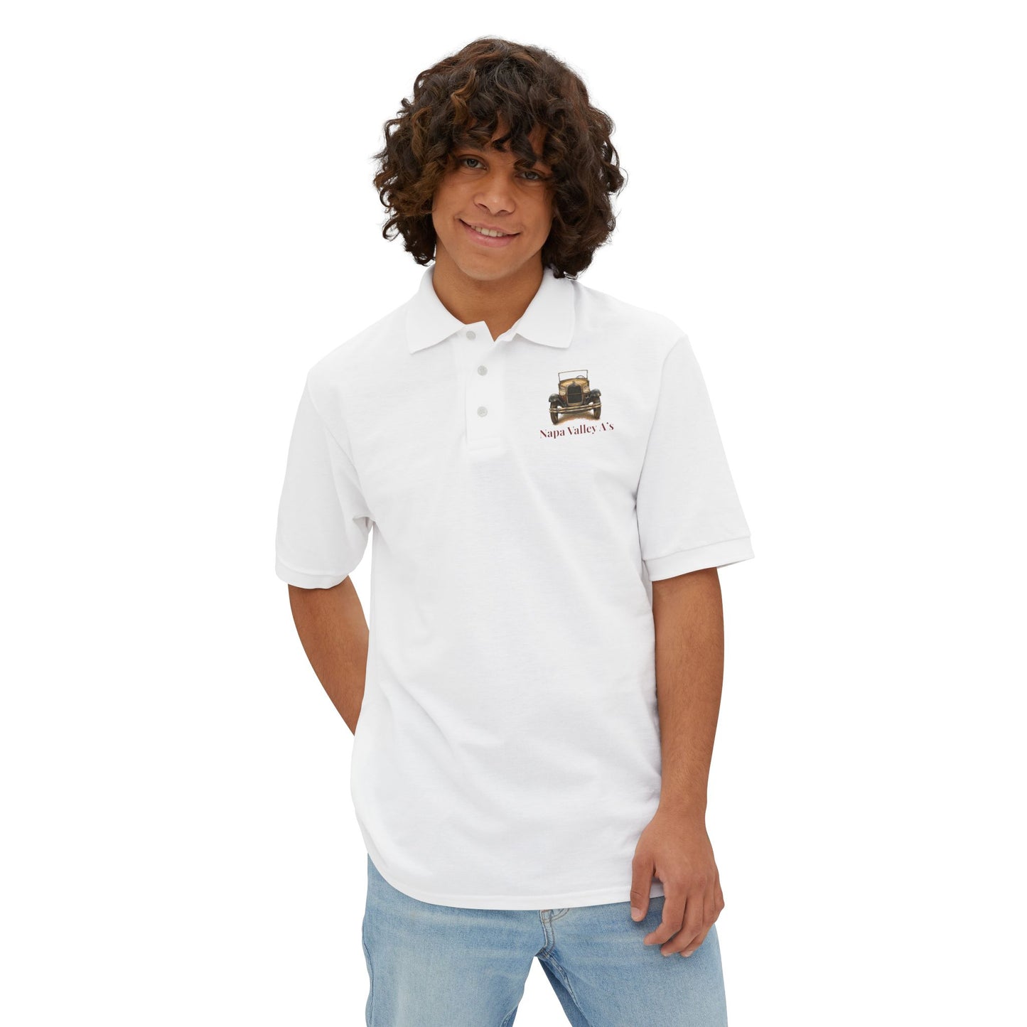 Napa Valley A's Classic Cotton Polo - Small Chest Logo and Large Back Logo