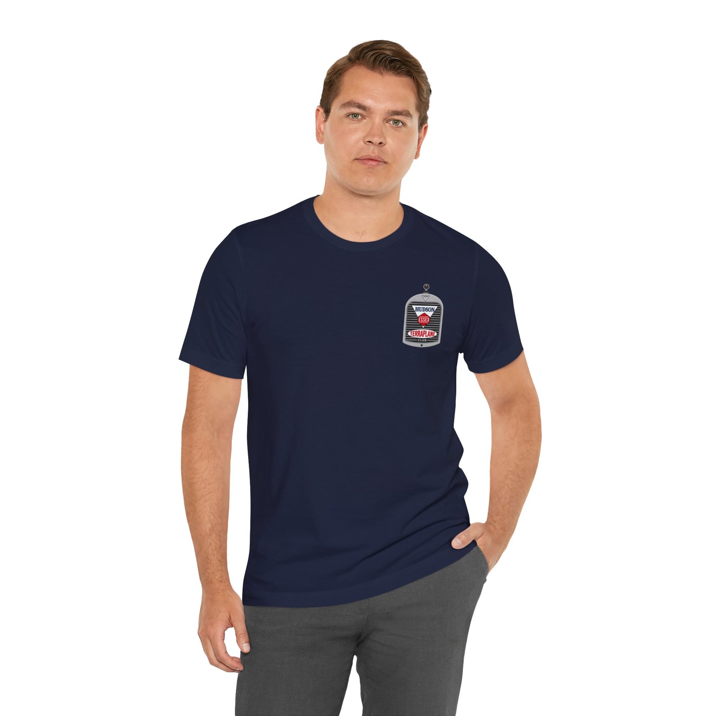 Hudson Essex Terraplane Club Small Chest Logo — Unisex Jersey Short Sleeve Tee