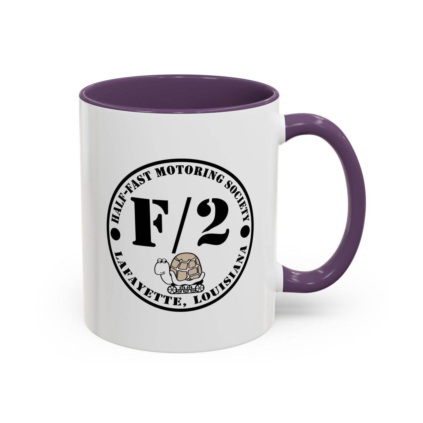 F/2 Half-Fast Motoring Society Accent Coffee Mug — Lafayette, Louisiana Emblem (11/15oz)