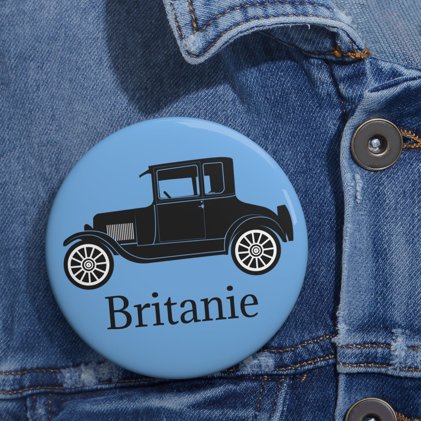 Cen-Tex Tin Lizzies "Britanie" Custom Pin Buttons