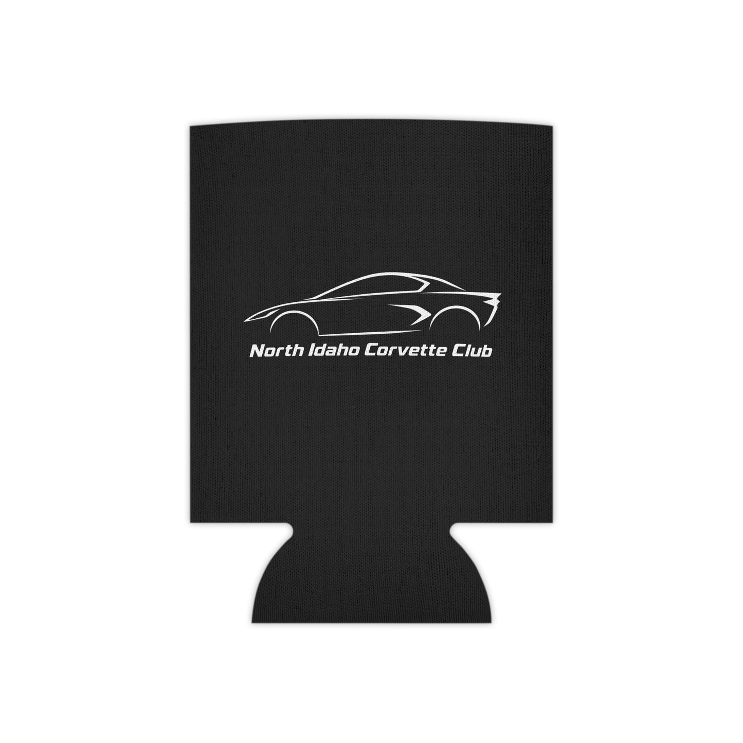 North Idaho Corvette Club Can Cooler — Black Neoprene Drink Koozie